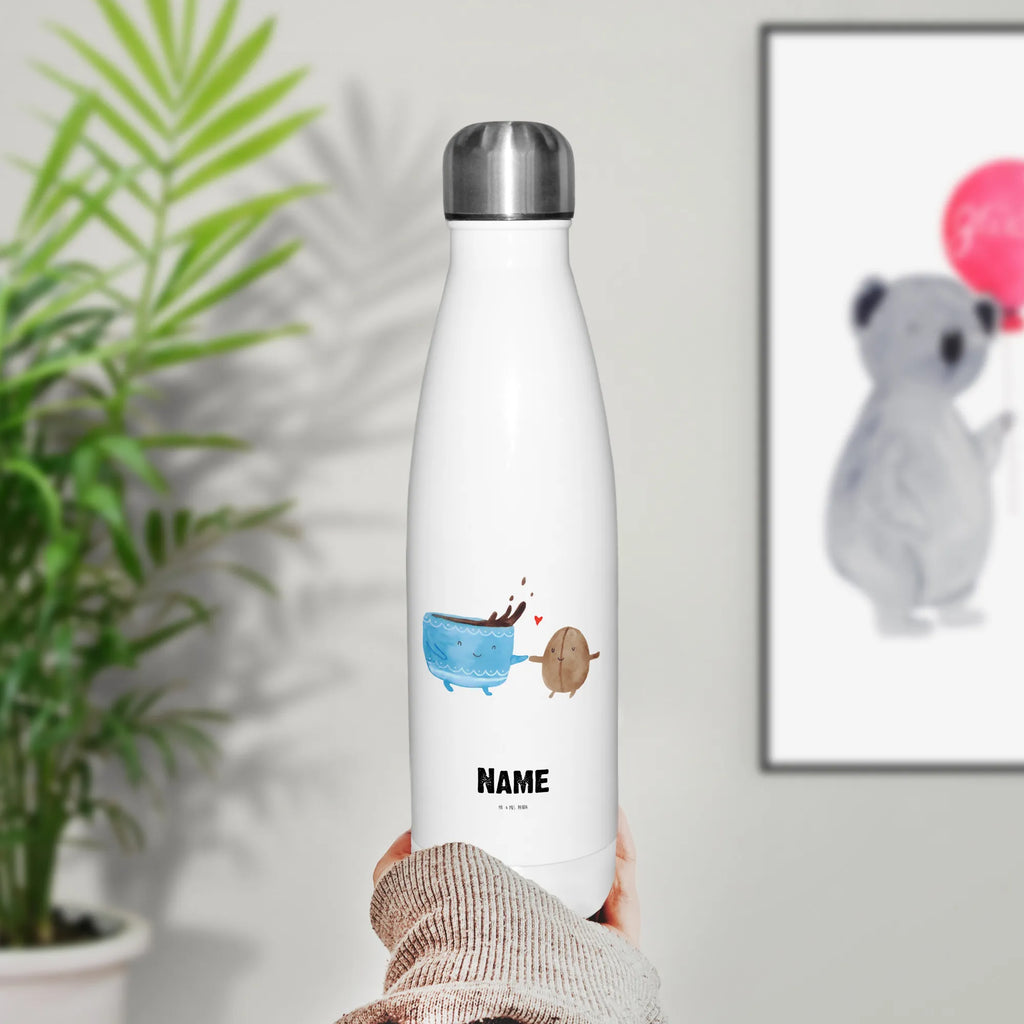 Personalisierte Thermosflasche Kaffee Bohne Personalisierte Isolierflasche, Personalisierte Thermoflasche, Personalisierte Trinkflasche, Trinkflasche Mit Namen, Wunschname, Bedrucken, Namensflasche, Tiermotive, Gute Laune, lustige Sprüche, Tiere, Kaffee, Kaffeebohne, Genuss, Zufriedenheit, Glück