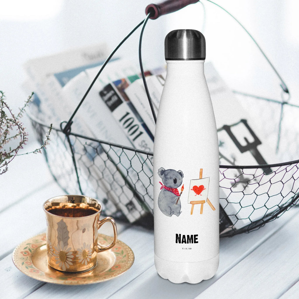 Personalisierte Thermosflasche Koala Künstler Personalisierte Isolierflasche, Personalisierte Thermoflasche, Personalisierte Trinkflasche, Trinkflasche Mit Namen, Wunschname, Bedrucken, Namensflasche, Koala, Koalabär, Liebe, Liebensbeweis, Liebesgeschenk, Gefühle, Künstler, zeichnen