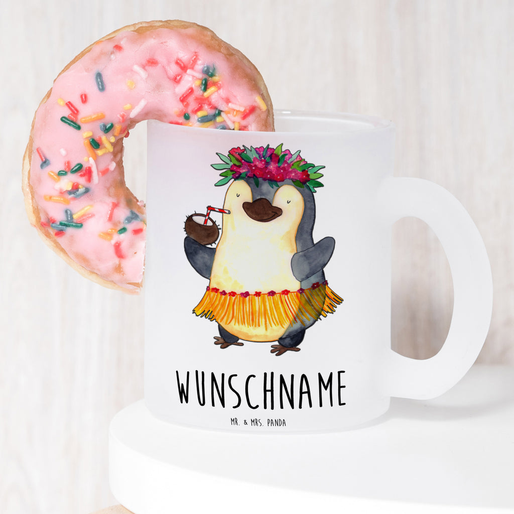 Personalisierte Teetasse Pinguin Kokosnuss Personalisierte Teetasse, Personalisiertes Teeglas, Personalisierter Teebecher, Personalisierte Glas Teetasse, Personalisierte Teetasse aus Glas, Teetasse mit Namen, Teeglas mit Namen, Teebecher mit Namen, Glas Teetasse mit Namen, Teetasse aus Glas mit Namen, Teetasse Wunschname, Teetasse selbst gestalten., Pinguin, Aloha, Hawaii, Urlaub, Kokosnuss, Pinguine