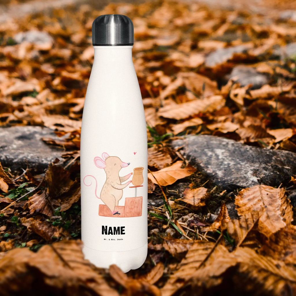 Personalisierte Thermosflasche Maus Töpfern Personalisierte Isolierflasche, Personalisierte Thermoflasche, Personalisierte Trinkflasche, Trinkflasche Mit Namen, Wunschname, Bedrucken, Namensflasche, Geschenk, Sport, Sportart, Hobby, Schenken, Danke, Dankeschön, Auszeichnung, Gewinn, Sportler, Töpfern, Töpferei, Töpferkurs