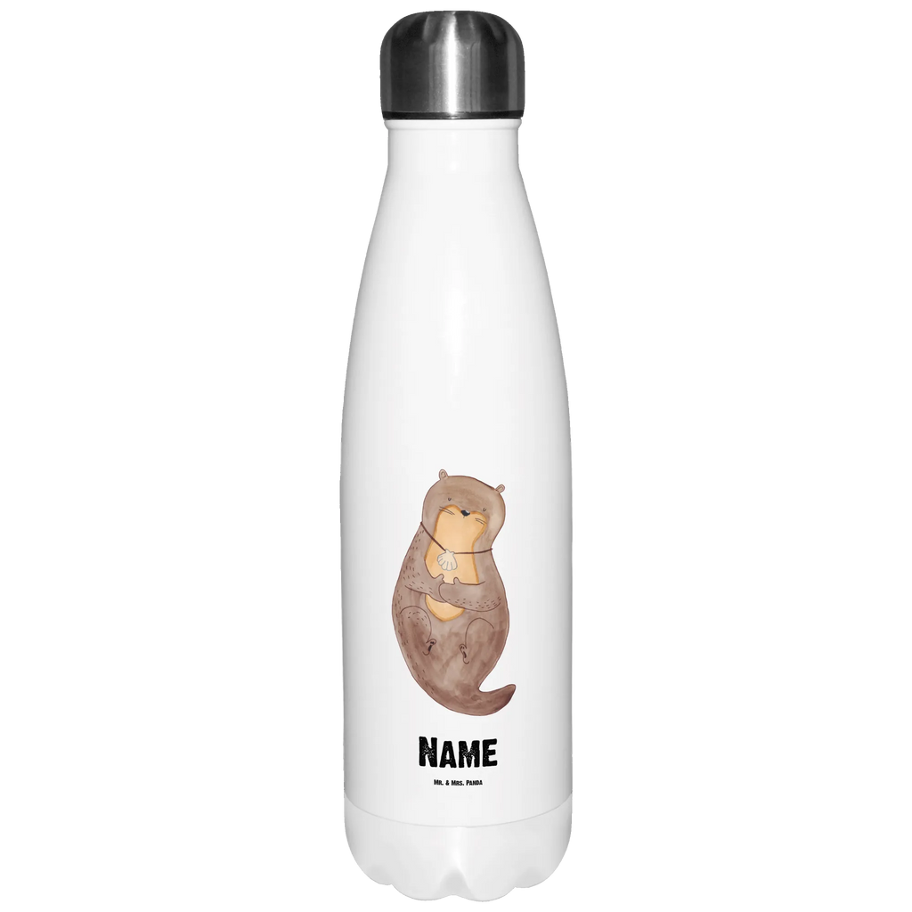 Personalisierte Thermosflasche Otter mit Muschelmedaillon Personalisierte Isolierflasche, Personalisierte Thermoflasche, Personalisierte Trinkflasche, Trinkflasche Mit Namen, Wunschname, Bedrucken, Namensflasche, Otter, Fischotter, Seeotter, Otterliebe, grübeln, träumen, Motivation, Tagträumen, Büro