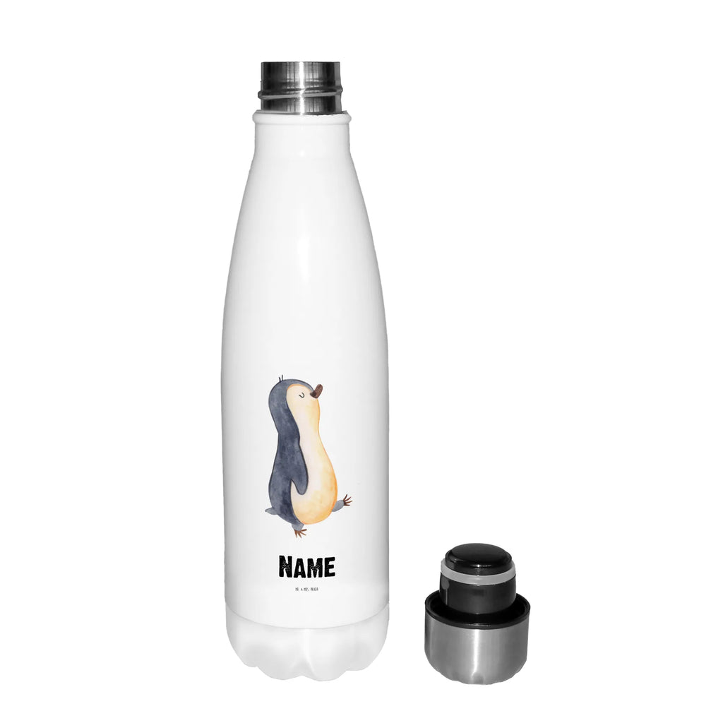 Personalisierte Thermosflasche Pinguin marschierend Personalisierte Isolierflasche, Personalisierte Thermoflasche, Personalisierte Trinkflasche, Trinkflasche Mit Namen, Wunschname, Bedrucken, Namensflasche, Pinguin, Pinguine, Frühaufsteher, Langschläfer, Bruder, Schwester, Familie