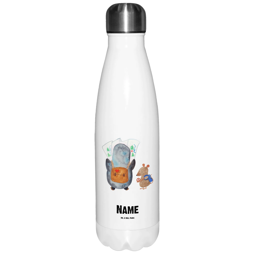 Personalisierte Thermosflasche Pinguin & Maus Wanderer Personalisierte Isolierflasche, Personalisierte Thermoflasche, Personalisierte Trinkflasche, Trinkflasche Mit Namen, Wunschname, Bedrucken, Namensflasche, Pinguin, Pinguine, Abenteurer, Abenteuer, Roadtrip, Ausflug, Wanderlust, wandern