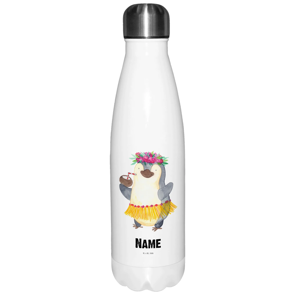 Personalisierte Thermosflasche Pinguin Kokosnuss Personalisierte Isolierflasche, Personalisierte Thermoflasche, Personalisierte Trinkflasche, Trinkflasche Mit Namen, Wunschname, Bedrucken, Namensflasche, Pinguin, Aloha, Hawaii, Urlaub, Kokosnuss, Pinguine