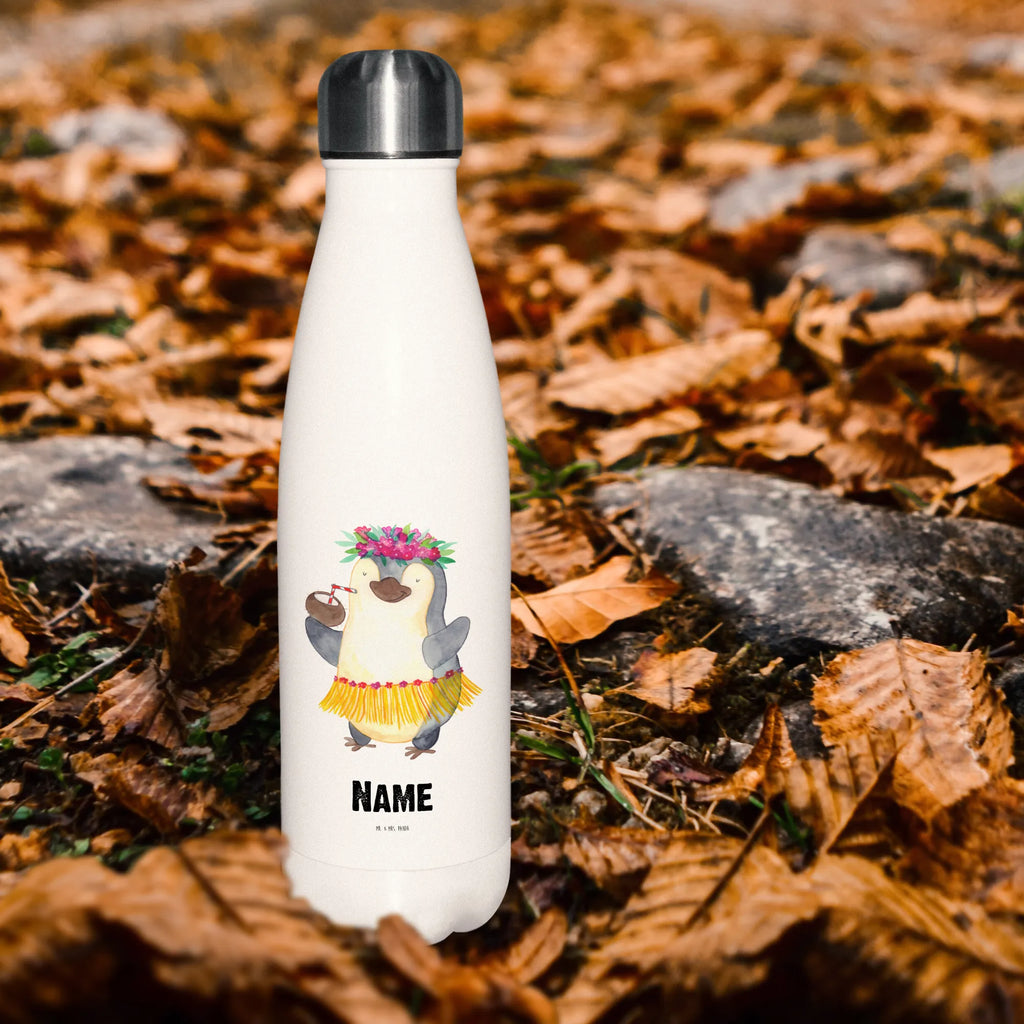 Personalisierte Thermosflasche Pinguin Kokosnuss Personalisierte Isolierflasche, Personalisierte Thermoflasche, Personalisierte Trinkflasche, Trinkflasche Mit Namen, Wunschname, Bedrucken, Namensflasche, Pinguin, Aloha, Hawaii, Urlaub, Kokosnuss, Pinguine