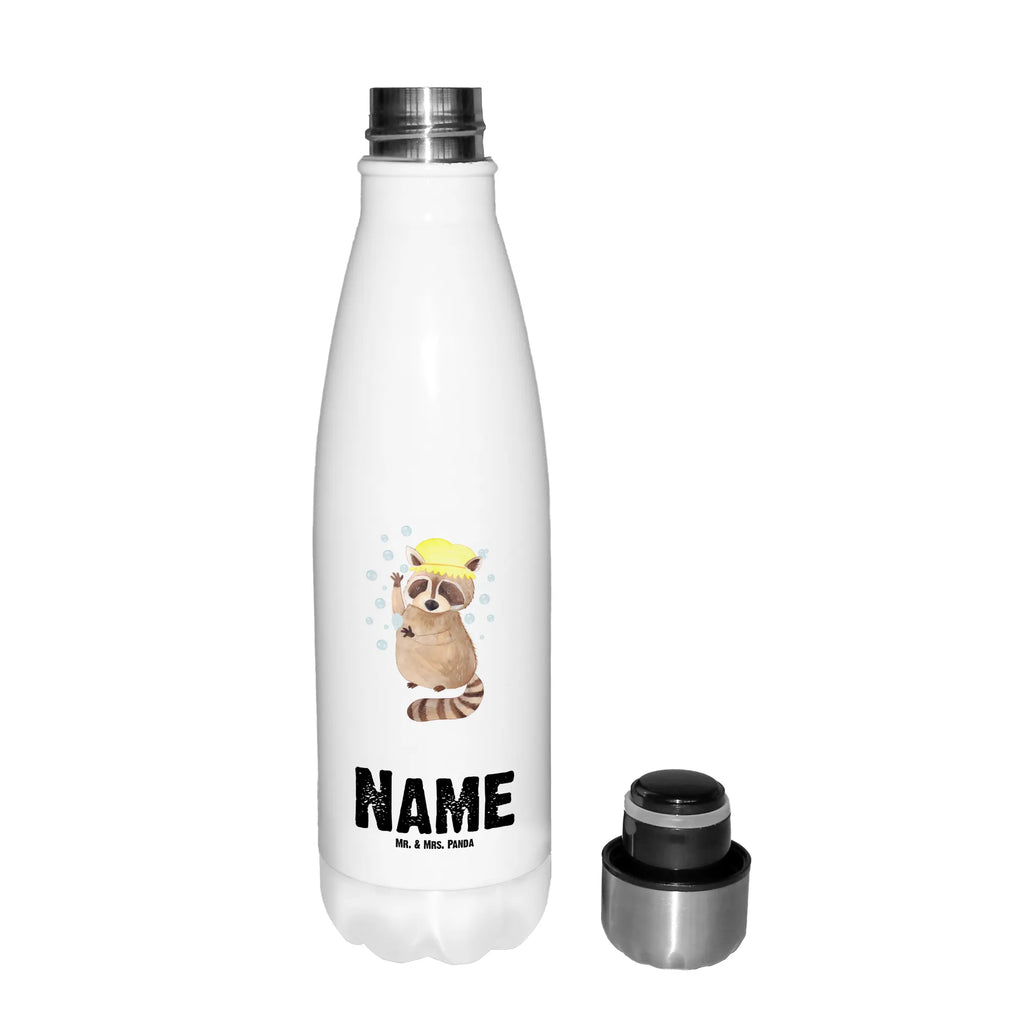 Personalisierte Thermosflasche Waschbär Personalisierte Isolierflasche, Personalisierte Thermoflasche, Personalisierte Trinkflasche, Trinkflasche Mit Namen, Wunschname, Bedrucken, Namensflasche, Tiermotive, Gute Laune, lustige Sprüche, Tiere, Waschbär, Tagträumen, Plan, Fröhlich, waschen, Seifenblasen