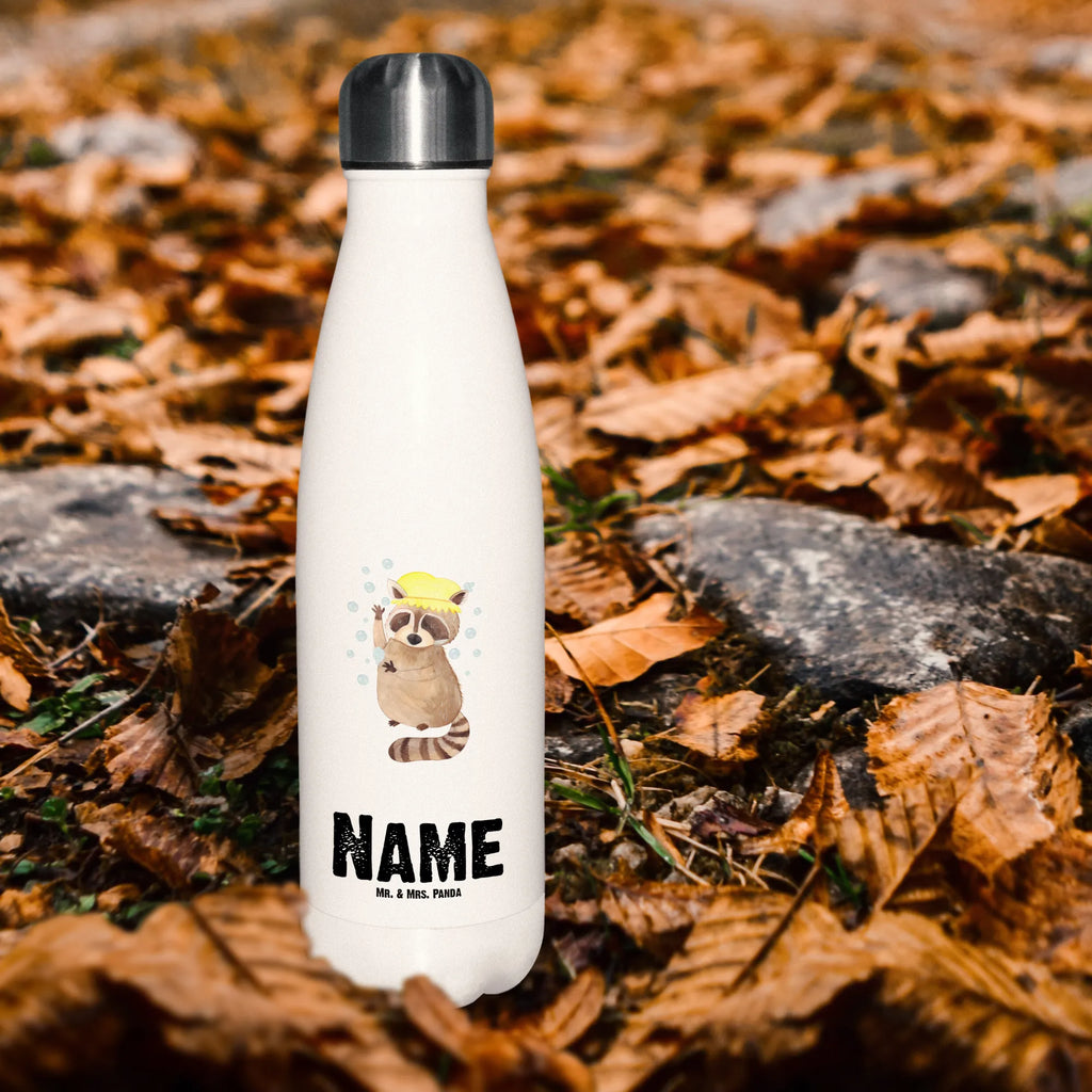 Personalisierte Thermosflasche Waschbär Personalisierte Isolierflasche, Personalisierte Thermoflasche, Personalisierte Trinkflasche, Trinkflasche Mit Namen, Wunschname, Bedrucken, Namensflasche, Tiermotive, Gute Laune, lustige Sprüche, Tiere, Waschbär, Tagträumen, Plan, Fröhlich, waschen, Seifenblasen