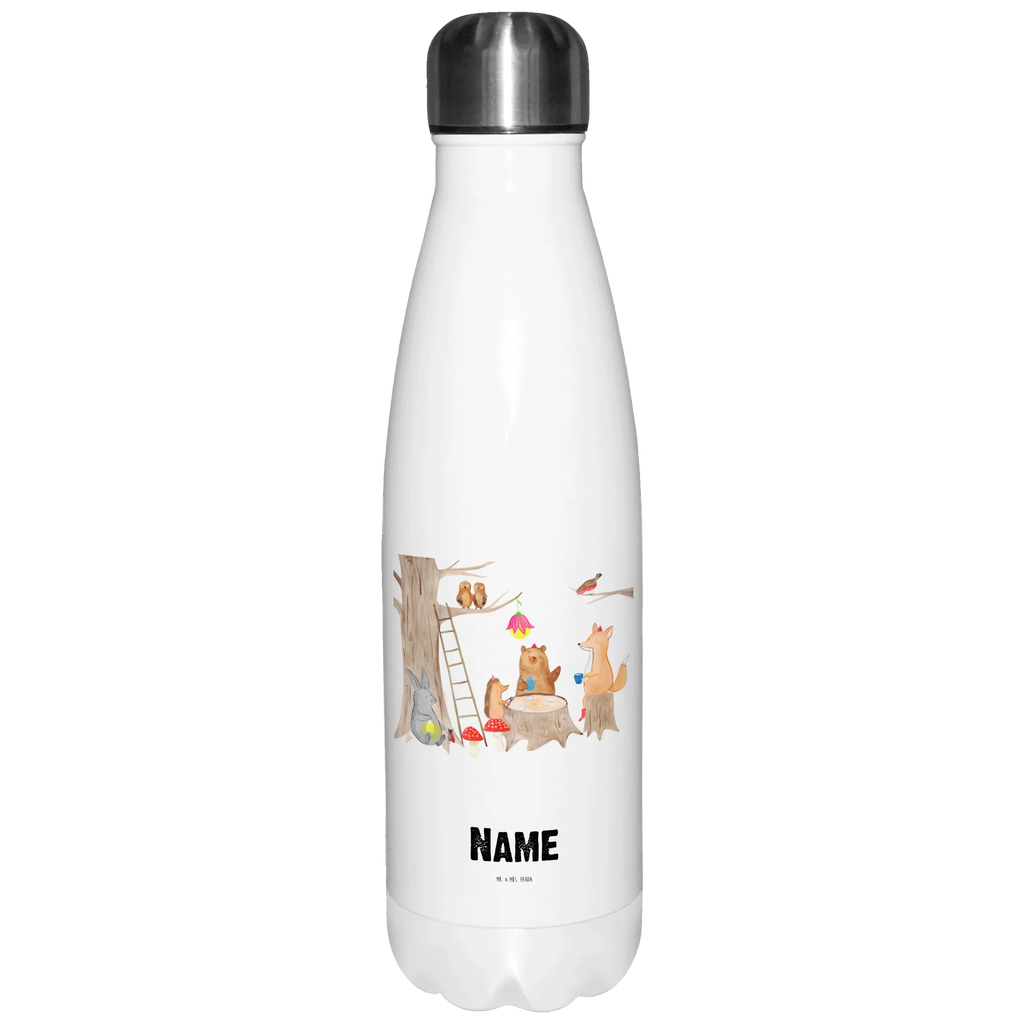 Personalisierte Thermosflasche Waldtiere Picknick Personalisierte Isolierflasche, Personalisierte Thermoflasche, Personalisierte Trinkflasche, Trinkflasche Mit Namen, Wunschname, Bedrucken, Namensflasche, Tiermotive, Gute Laune, lustige Sprüche, Tiere, Waldtiere, Picknick, Wald, Fuchs, Hase, Igel, Maus, Eichhörnchen