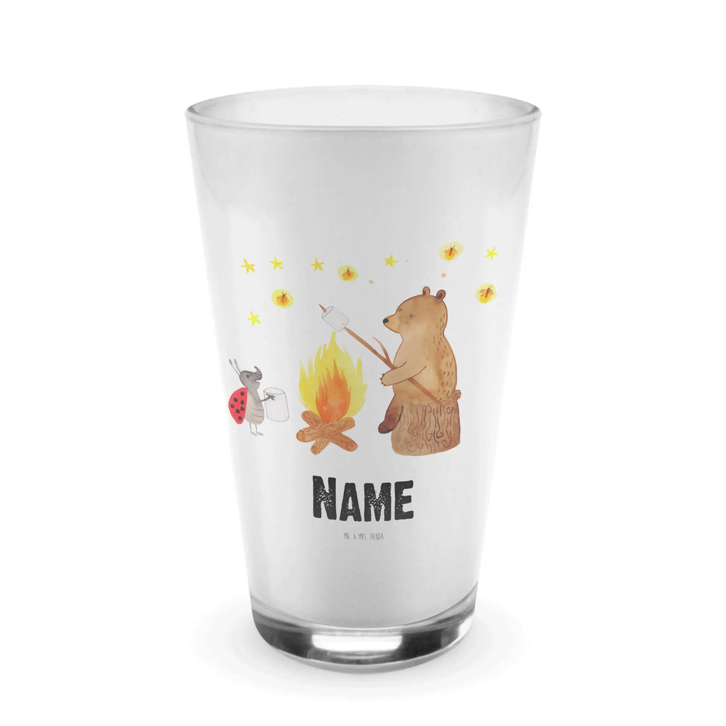 Personalisiertes Glas Bär & Marienkäfer Lagerfeuer Bedrucktes Glas, Glas mit Namen, Namensglas, Glas personalisiert, Name, Bedrucken, Bär, Teddy, Teddybär, Lagerfeuer