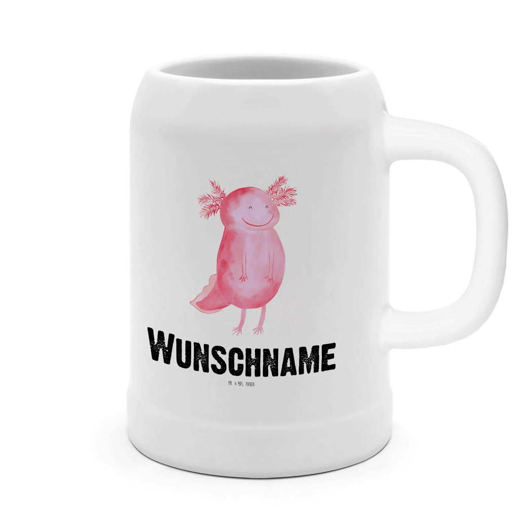 Personalisierter Bierkrug Axolotl glücklich Bierkrug mit Namen, Bierkrug personalisieren, Bierglas mit Namen, Personalisierung, Bedrucken, Axolotl, Molch, Axolot, Schwanzlurch, Lurch, Lurche, Motivation, gute Laune