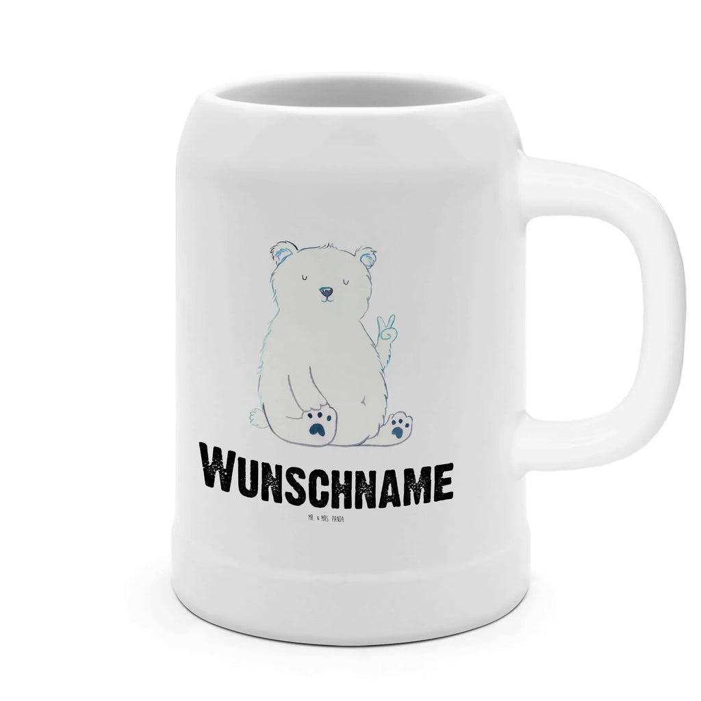 Personalisierter Bierkrug Eisbär Faul Bierkrug mit Namen, Bierkrug personalisieren, Bierglas mit Namen, Personalisierung, Bedrucken, Bär, Teddy, Teddybär, Eisbär, Nordpol, Faul, Entspannen, Relaxen, Büro, Arbeit, Bürojob, Arbeitsplatz, Homeoffice