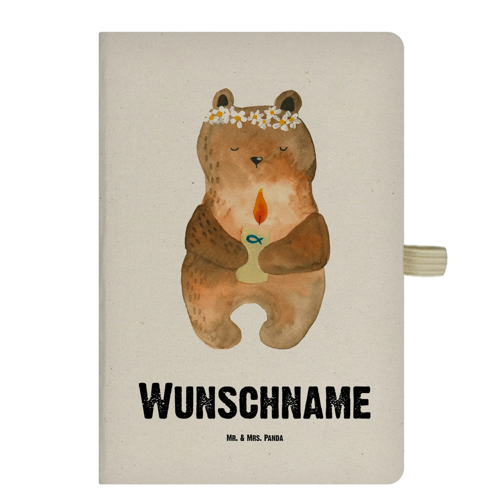 DIN A4 Personalisiertes Notizbuch Kommunion-Bär Personalisiertes Notizbuch, Notizbuch mit Namen, Notizbuch bedrucken, Personalisierung, Namensbuch, Namen, Bär, Teddy, Teddybär, Kommunion, Gottes Segen, Taufkerze, katholisch