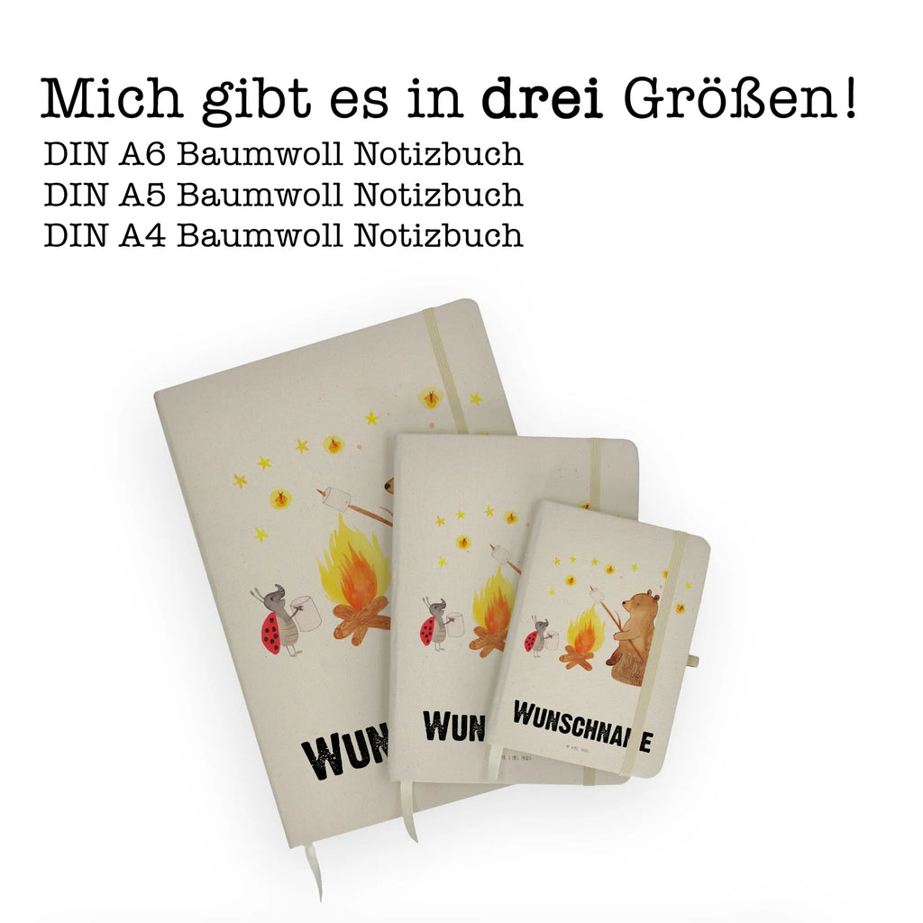 DIN A4 Personalisiertes Notizbuch Bär & Marienkäfer Lagerfeuer Personalisiertes Notizbuch, Notizbuch mit Namen, Notizbuch bedrucken, Personalisierung, Namensbuch, Namen, Bär, Teddy, Teddybär, Lagerfeuer