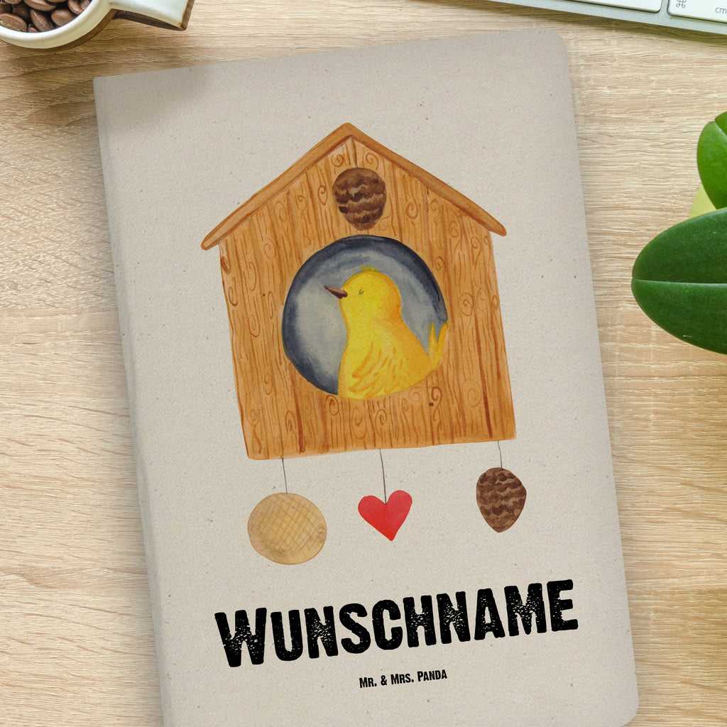 DIN A4 Personalisiertes Notizbuch Vogelhaus Personalisiertes Notizbuch, Notizbuch mit Namen, Notizbuch bedrucken, Personalisierung, Namensbuch, Namen, Tiermotive, Gute Laune, lustige Sprüche, Tiere, Vogel, Vögel, Vogelhaus, Vogelhäuschen, Home sweet home, Zuhause, Nest, Eigenheim, Familie, Wohnung, Haus, unser Haus, Lieblingsort, Castle