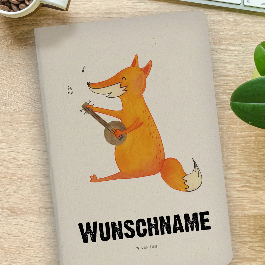 DIN A4 Personalisiertes Notizbuch Fuchs Gitarre Personalisiertes Notizbuch, Notizbuch mit Namen, Notizbuch bedrucken, Personalisierung, Namensbuch, Namen, Fuchs, Füchse, Geschenk Musiker, Musik Spruch, Musikerin, Sänger, Sängerin, Gitarre