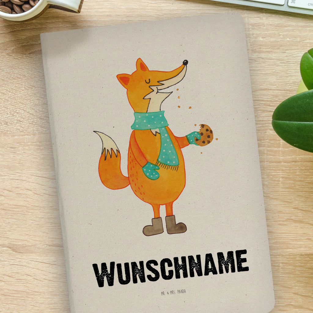 DIN A4 Personalisiertes Notizbuch Fuchs Keks Personalisiertes Notizbuch, Notizbuch mit Namen, Notizbuch bedrucken, Personalisierung, Namensbuch, Namen, Fuchs, Füchse, Backen Spruch, Kekse, Winter, Weihnachtszeit, Plätzchen, Liebe, Küche Deko