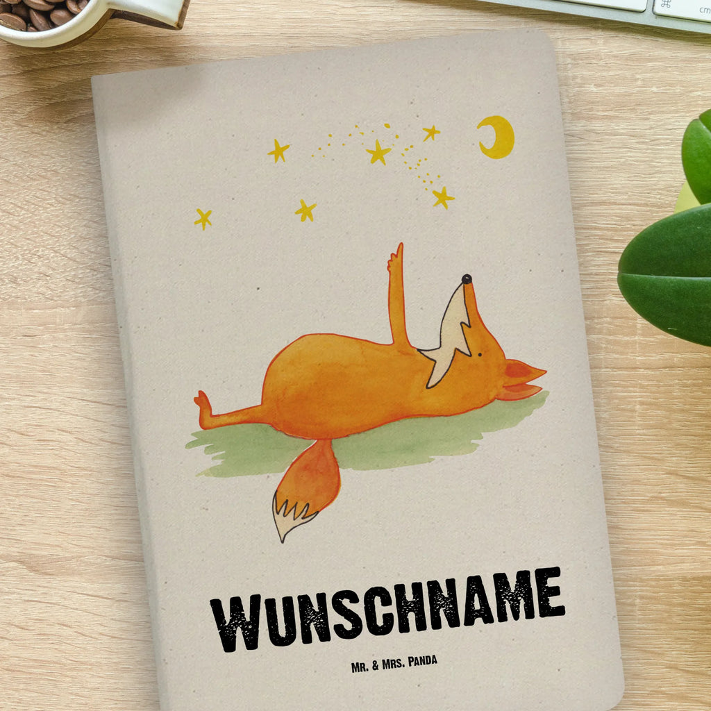 DIN A4 Personalisiertes Notizbuch Fuchs Sterne Personalisiertes Notizbuch, Notizbuch mit Namen, Notizbuch bedrucken, Personalisierung, Namensbuch, Namen, Fuchs, Füchse, tröstende Worte, Spruch positiv, Spruch schön, Romantik, Always Look on the Bright Side of Life