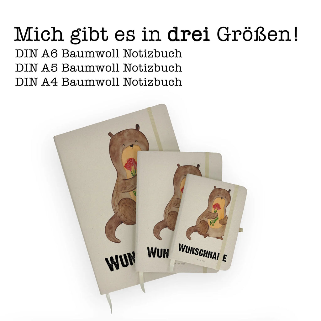 DIN A4 Personalisiertes Notizbuch Otter Blumenstrauß Personalisiertes Notizbuch, Notizbuch mit Namen, Notizbuch bedrucken, Personalisierung, Namensbuch, Namen, Otter, Fischotter, Seeotter, Otter Seeotter See Otter