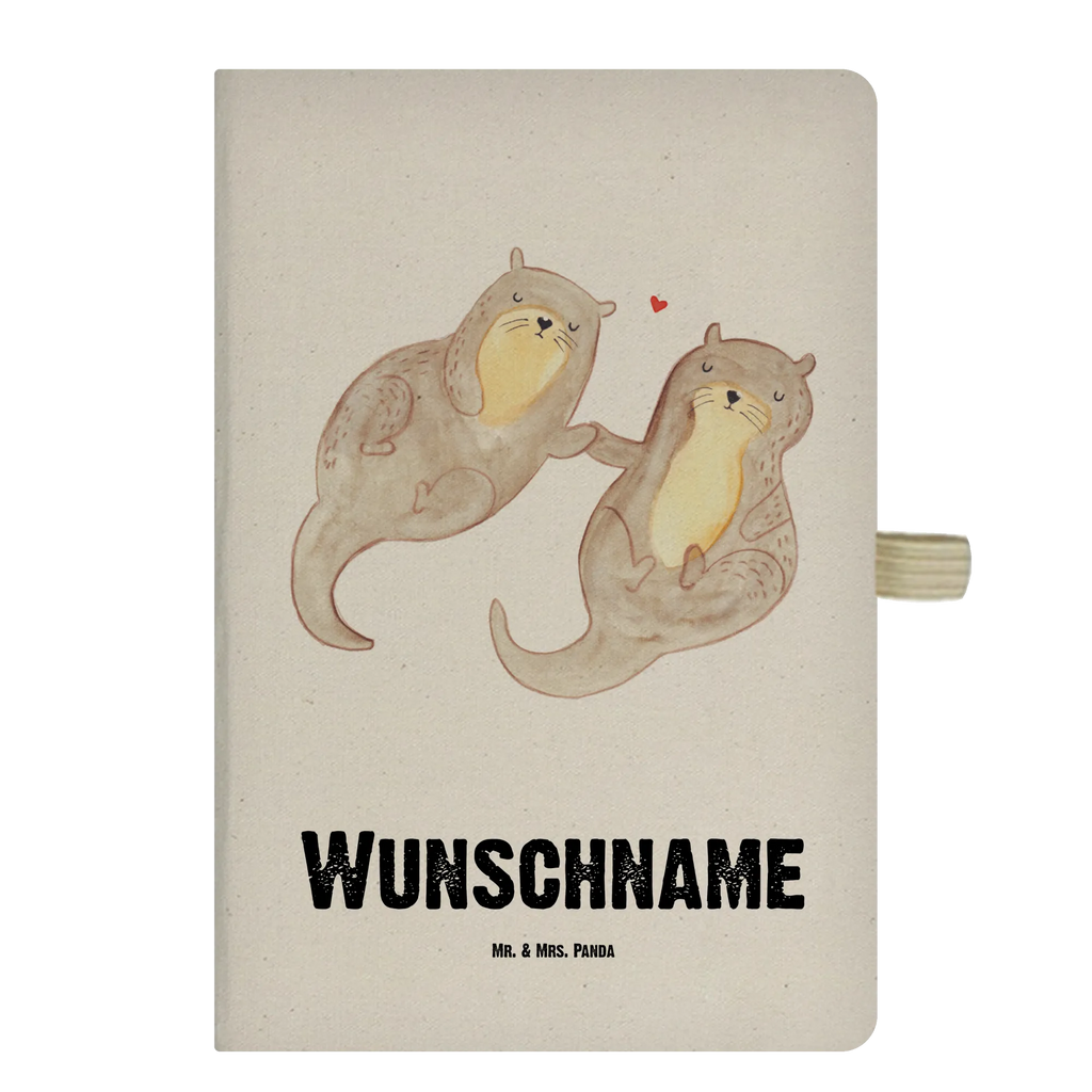 DIN A4 Personalisiertes Notizbuch Otter händchenhaltend Personalisiertes Notizbuch, Notizbuch mit Namen, Notizbuch bedrucken, Personalisierung, Namensbuch, Namen, Otter, Fischotter, Seeotter, Otter Seeotter See Otter