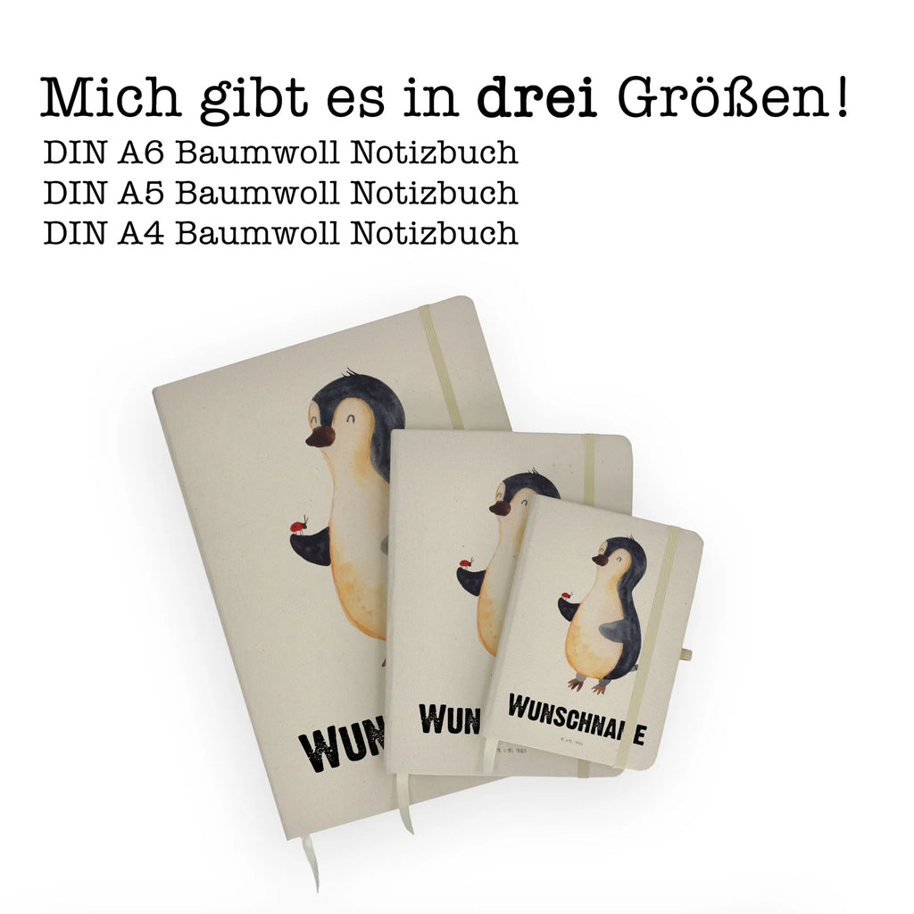 DIN A4 Personalisiertes Notizbuch Pinguin Marienkäfer Personalisiertes Notizbuch, Notizbuch mit Namen, Notizbuch bedrucken, Personalisierung, Namensbuch, Namen, Pinguin, Pinguine, Marienkäfer, Liebe, Wunder, Glück, Freude, Lebensfreude