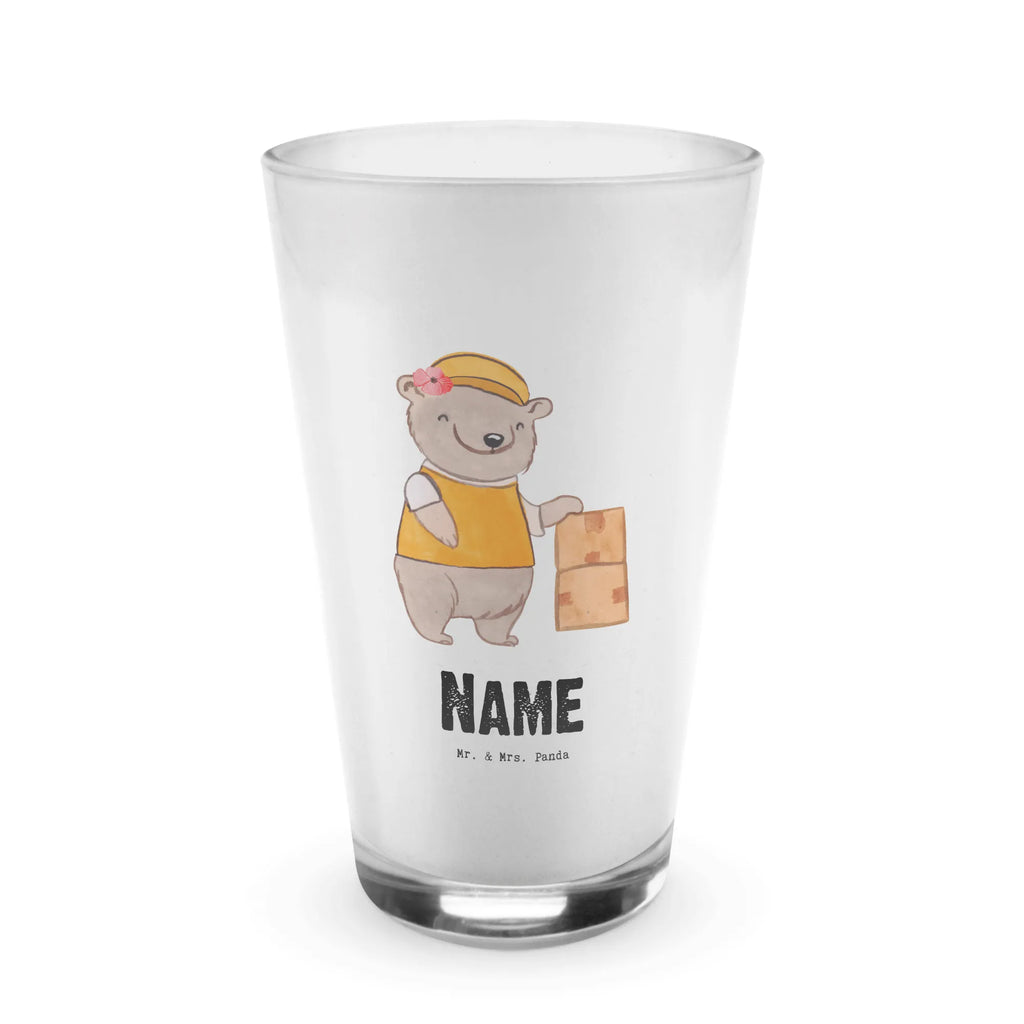 Personalisiertes Glas Lieferdienstmitarbeiterin mit Herz Bedrucktes Glas, Glas mit Namen, Namensglas, Glas personalisiert, Name, Bedrucken, Beruf, Ausbildung, Jubiläum, Abschied, Rente, Kollege, Kollegin, Geschenk, Schenken, Arbeitskollege, Mitarbeiter, Firma, Danke, Dankeschön, Lieferdienstmitarbeiterin, Pizzabäckerin, Pizzabotin, Pizzabringdienst, Lieferbringdienst