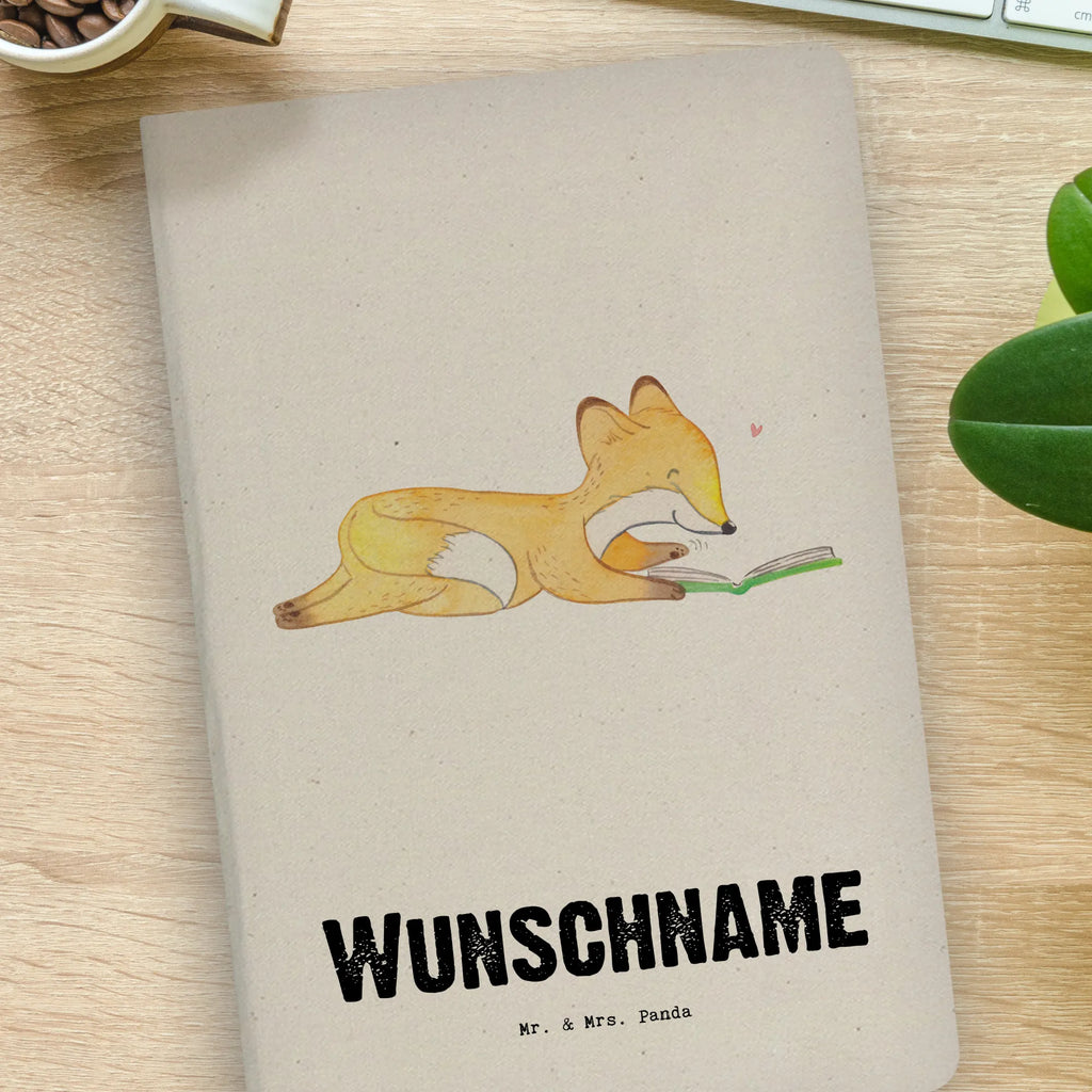 DIN A4 Personalisiertes Notizbuch Fuchs Lesen Personalisiertes Notizbuch, Notizbuch mit Namen, Notizbuch bedrucken, Personalisierung, Namensbuch, Namen, Geschenk, Sport, Sportart, Hobby, Schenken, Danke, Dankeschön, Auszeichnung, Gewinn, Sportler, lesen, Bücher lesen, Bücherwurm