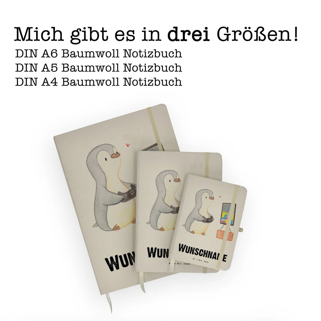 DIN A4 Personalisiertes Notizbuch Pinguin Zocken Personalisiertes Notizbuch, Notizbuch mit Namen, Notizbuch bedrucken, Personalisierung, Namensbuch, Namen, Geschenk, Sport, Sportart, Hobby, Schenken, Danke, Dankeschön, Auszeichnung, Gewinn, Sportler, Zocken, Gaming, Videospiele, Videogames