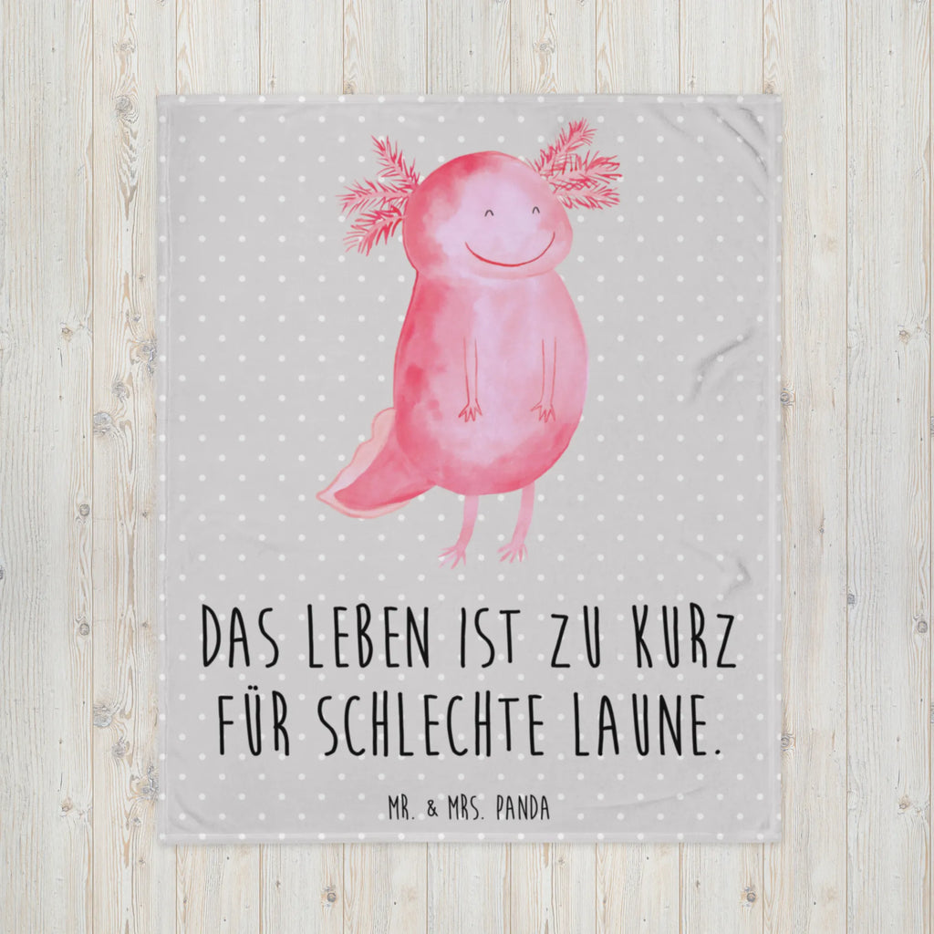 Kuscheldecke Axolotl Glücklich Decke, Wohndecke, Tagesdecke, Wolldecke, Sofadecke, Axolotl, Molch, Axolot, Schwanzlurch, Lurch, Lurche, Motivation, gute Laune