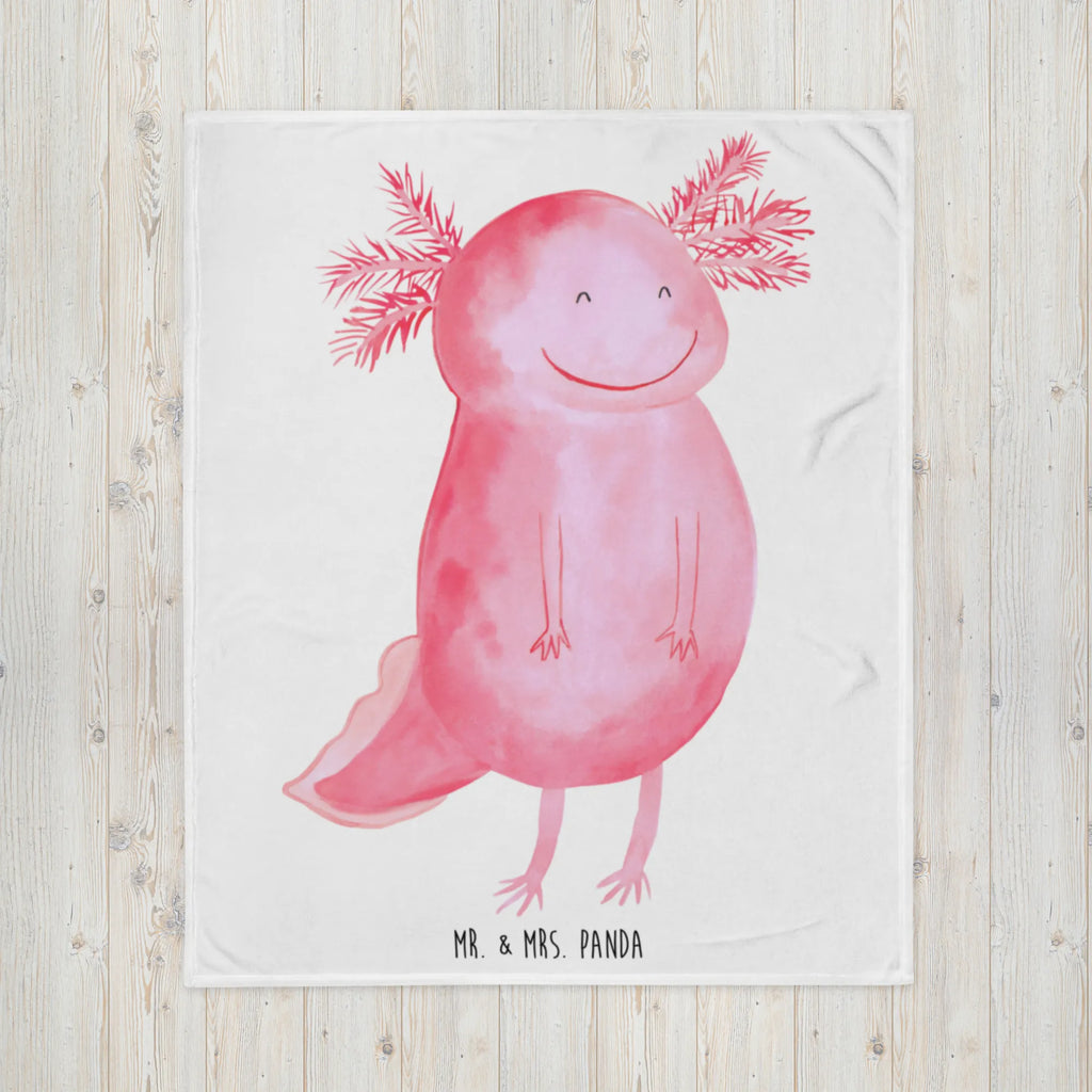 Kuscheldecke Axolotl Glücklich Decke, Wohndecke, Tagesdecke, Wolldecke, Sofadecke, Axolotl, Molch, Axolot, Schwanzlurch, Lurch, Lurche, Motivation, gute Laune