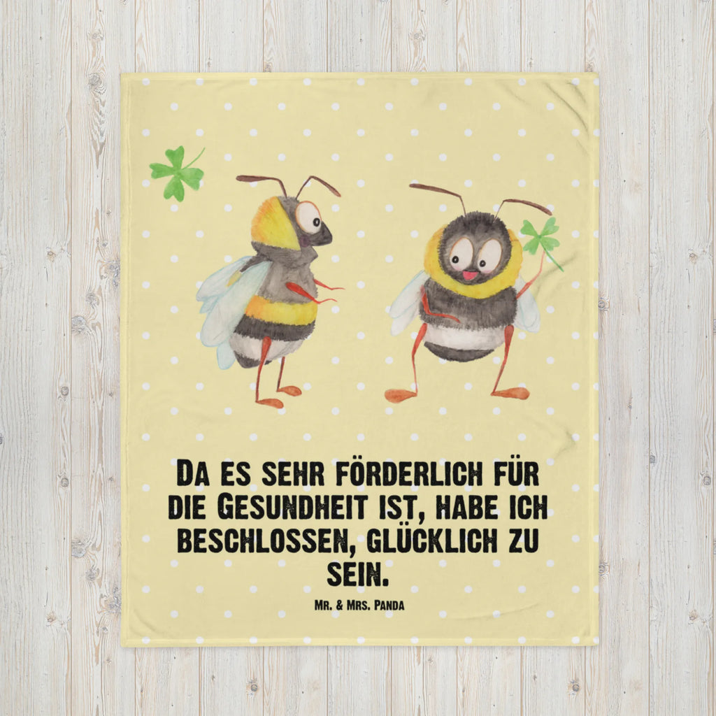 Kuscheldecke Hummeln Kleeblatt Decke, Wohndecke, Tagesdecke, Wolldecke, Sofadecke, Tiermotive, Gute Laune, lustige Sprüche, Tiere, Hummel, Biene, Spruch positiv, Biene Deko, Spruch schön, glücklich sein, glücklich werden, Spruch fröhlich