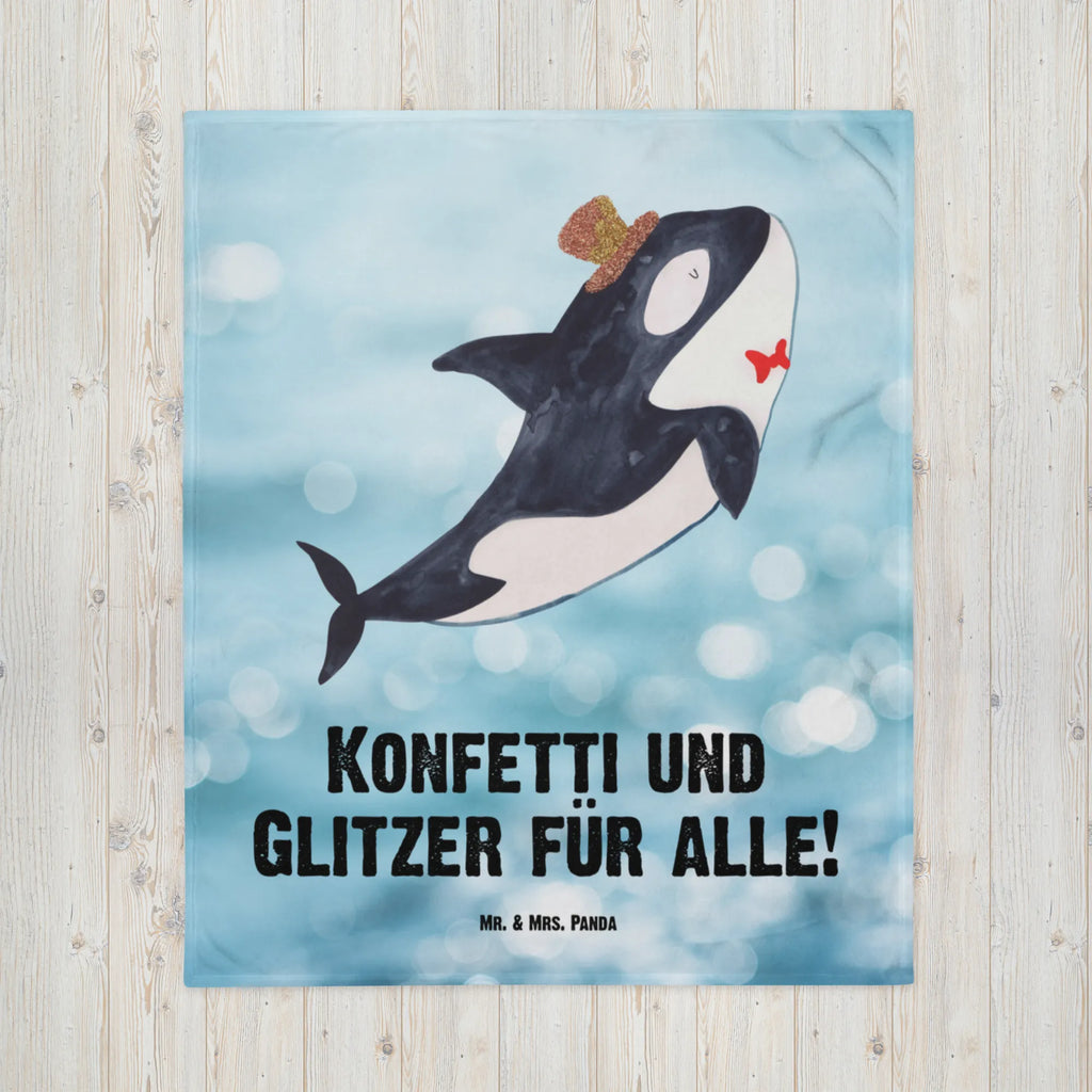 Kuscheldecke Orca Zylinder Decke, Wohndecke, Tagesdecke, Wolldecke, Sofadecke, Meerestiere, Meer, Urlaub, Narwal, Glitter, Konfetti, Glitzer, Geburtstag, Feier, Fete, Fest, Glückwunsch, Orca