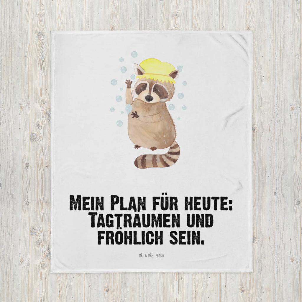 Kuscheldecke Waschbär Decke, Wohndecke, Tagesdecke, Wolldecke, Sofadecke, Tiermotive, Gute Laune, lustige Sprüche, Tiere, Waschbär, Tagträumen, Plan, Fröhlich, waschen, Seifenblasen