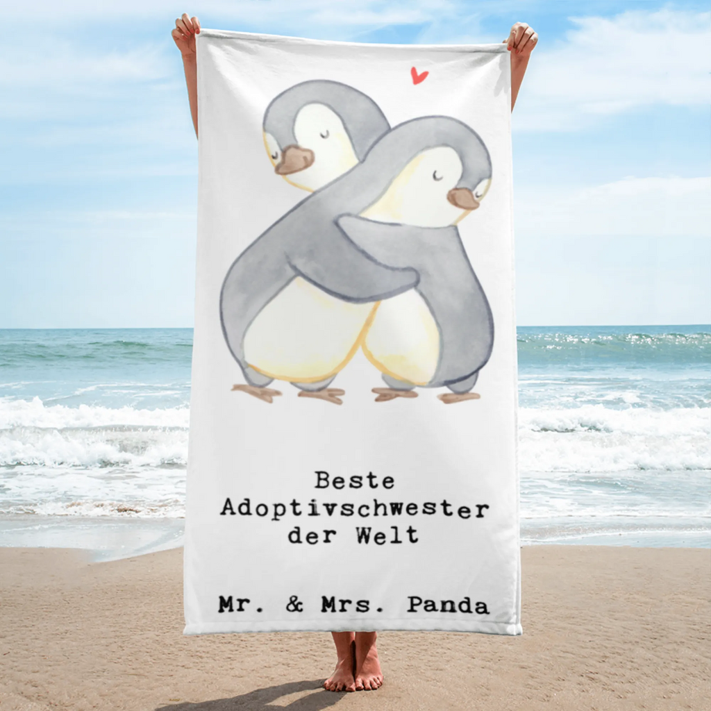 XL Badehandtuch Pinguin Beste Adoptivschwester der Welt Handtuch, Badetuch, Duschtuch, Strandtuch, Saunatuch, für, Dankeschön, Geschenk, Schenken, Geburtstag, Geburtstagsgeschenk, Geschenkidee, Danke, Bedanken, Mitbringsel, Freude machen, Geschenktipp, Adoptivschwester, Adoptiv, adoptiert, Schwester, Geschwister, Schwesterherz, Sister, Familie, Kleinigkeit, Beste, Tochter