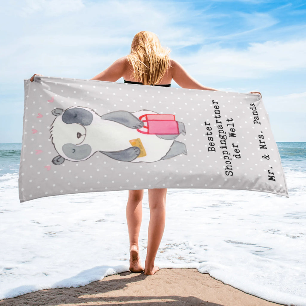 XL Badehandtuch Panda Bester Shoppingpartner der Welt Handtuch, Badetuch, Duschtuch, Strandtuch, Saunatuch, für, Dankeschön, Geschenk, Schenken, Geburtstag, Geburtstagsgeschenk, Geschenkidee, Danke, Bedanken, Mitbringsel, Freude machen, Geschenktipp, Shoppingpartner, Shoppen, Begleitung, Partner, Freundin, Freund, bff, Shopping, Einkaufen, Shopping-Queen, Queen, Bester