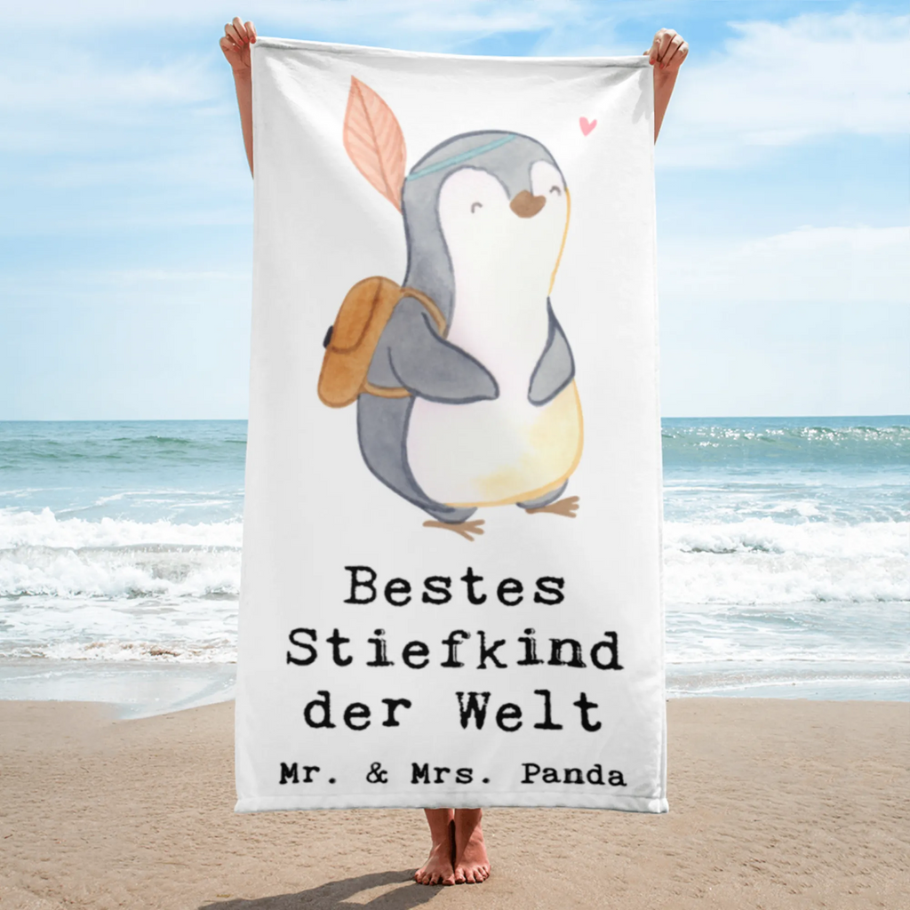 XL Badehandtuch Pinguin Bestes Stiefkind der Welt Handtuch, Badetuch, Duschtuch, Strandtuch, Saunatuch, für, Dankeschön, Geschenk, Schenken, Geburtstag, Geburtstagsgeschenk, Geschenkidee, Danke, Bedanken, Mitbringsel, Freude machen, Geschenktipp, Stiefkind, angeheiratet, Kinder, Kind, Kid, Kids, Kiddy, Bestes, Tochter, Sohn, Nachwuchs, Geburt, Liebling, Taufe