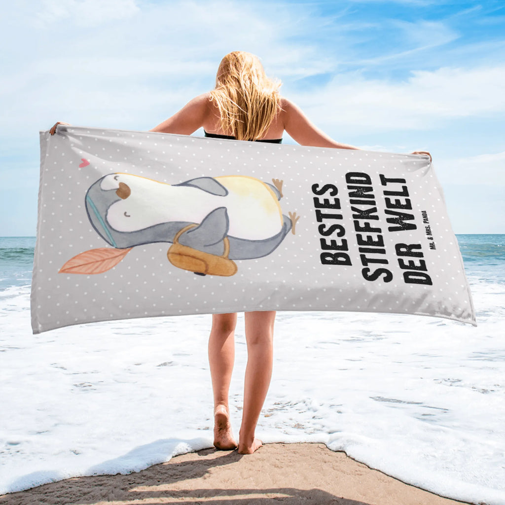 XL Badehandtuch Pinguin Bestes Stiefkind der Welt Handtuch, Badetuch, Duschtuch, Strandtuch, Saunatuch, für, Dankeschön, Geschenk, Schenken, Geburtstag, Geburtstagsgeschenk, Geschenkidee, Danke, Bedanken, Mitbringsel, Freude machen, Geschenktipp, Stiefkind, angeheiratet, Kinder, Kind, Kid, Kids, Kiddy, Bestes, Tochter, Sohn, Nachwuchs, Geburt, Liebling, Taufe