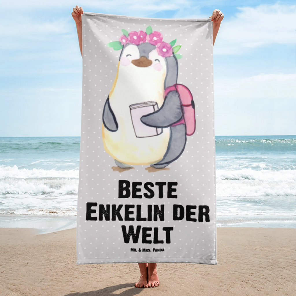 XL Badehandtuch Pinguin Beste Enkelin der Welt Handtuch, Badetuch, Duschtuch, Strandtuch, Saunatuch, für, Dankeschön, Geschenk, Schenken, Geburtstag, Geburtstagsgeschenk, Geschenkidee, Danke, Bedanken, Mitbringsel, Freude machen, Geschenktipp, Enkelin, Enkelkind, Enkeltochter, Oma, Opa, Kind von Tochter, Kind von Sohn, Großtochter, Taufe