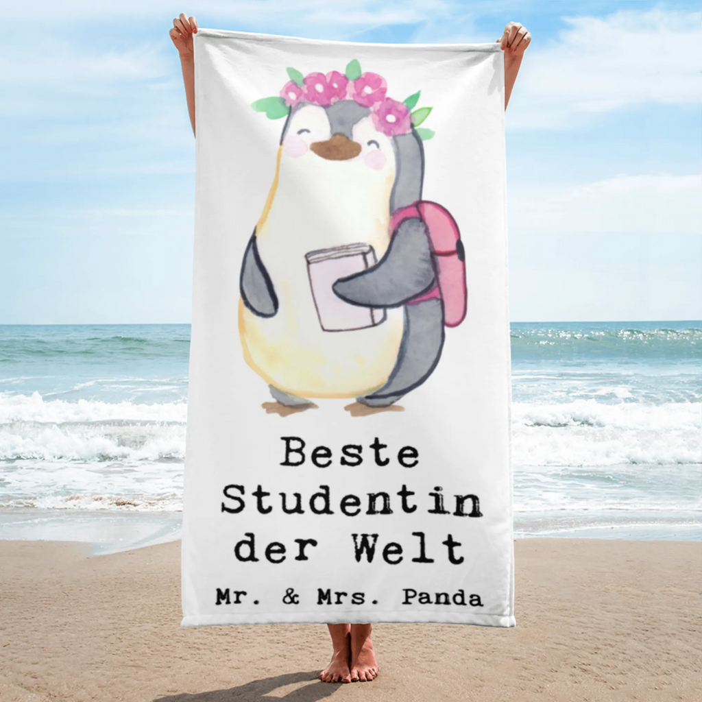 XL Badehandtuch Pinguin Beste Studentin der Welt Handtuch, Badetuch, Duschtuch, Strandtuch, Saunatuch, für, Dankeschön, Geschenk, Schenken, Geburtstag, Geburtstagsgeschenk, Geschenkidee, Danke, Bedanken, Mitbringsel, Freude machen, Geschenktipp, Studentin, Studium, Tochter, Spaß, Musterschülerin, lustig, Studienabschluss, witzig, Universität, Abschluss, Alumni, Uni, Studenten, Hochschule