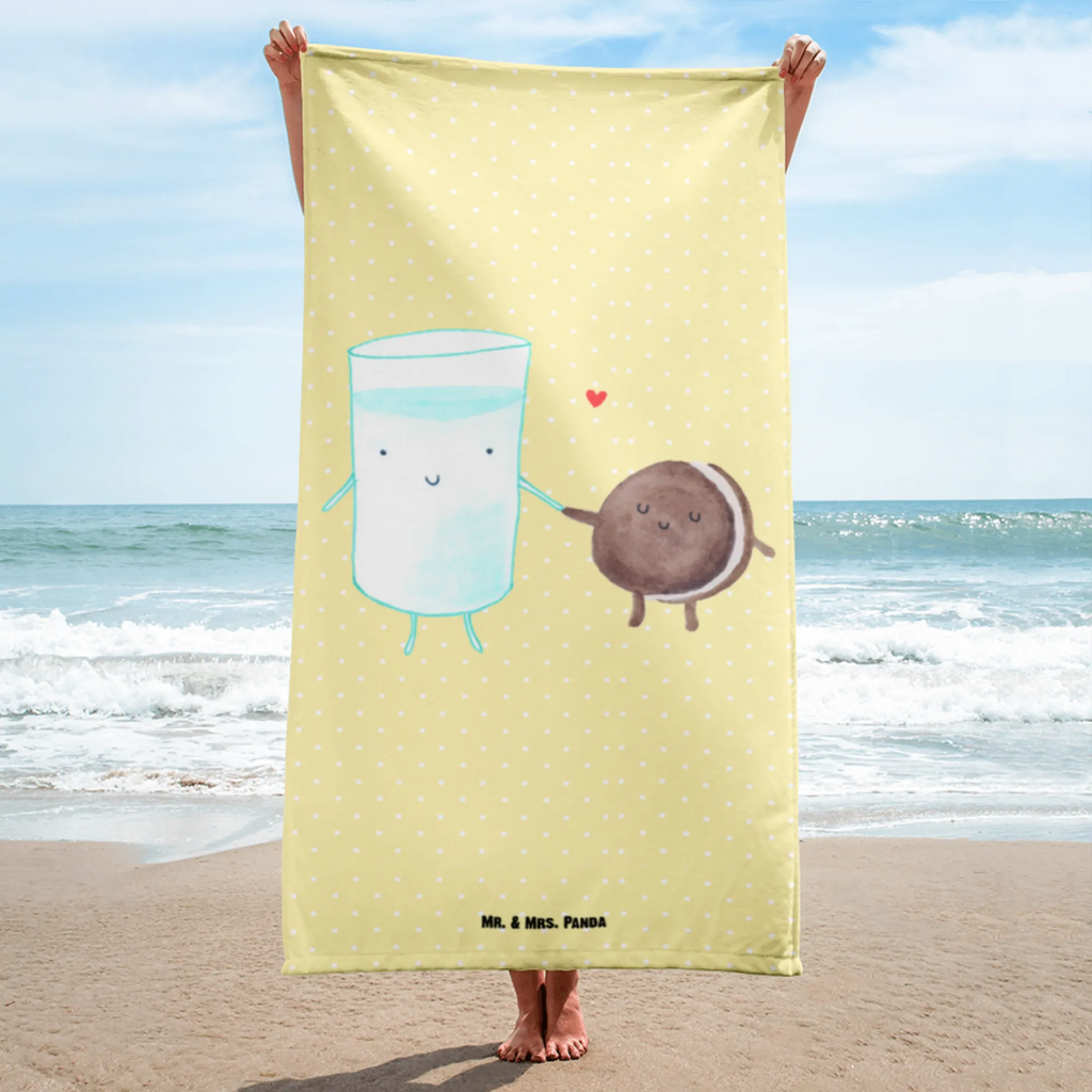 XL Badehandtuch Milch & Keks Handtuch, Badetuch, Duschtuch, Strandtuch, Saunatuch, Tiermotive, Gute Laune, lustige Sprüche, Tiere, Milk, Cookie, Milch, Keks, Kekse, Kaffee, Einladung Frühstück, Motiv süß, romantisch, perfektes Paar