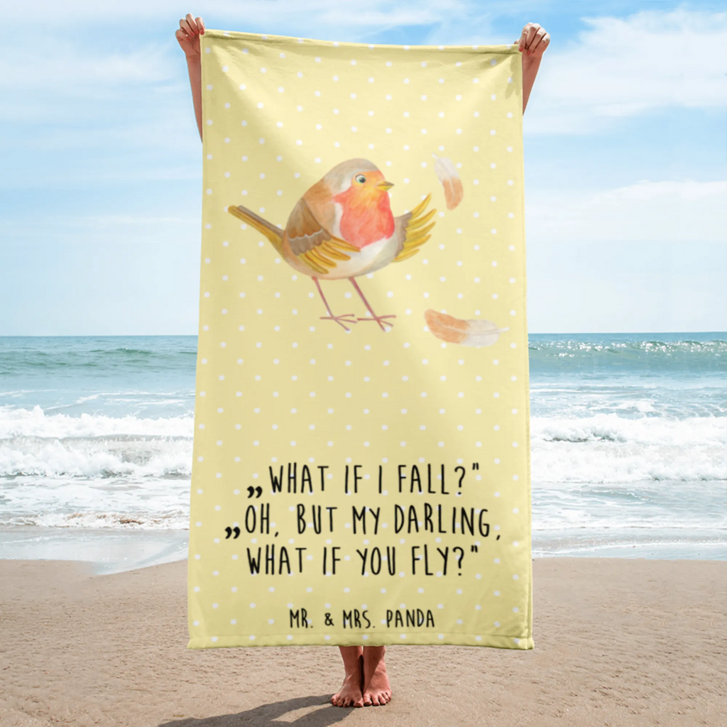 XL Badehandtuch Rotkehlchen Federn Handtuch, Badetuch, Duschtuch, Strandtuch, Saunatuch, Tiermotive, Gute Laune, lustige Sprüche, Tiere, What if i fall, Rotkehlchen, Spruch Motivation, Spruch Mut, Vogel, Motivation Sprüche, Motivationsbilder, fliegen