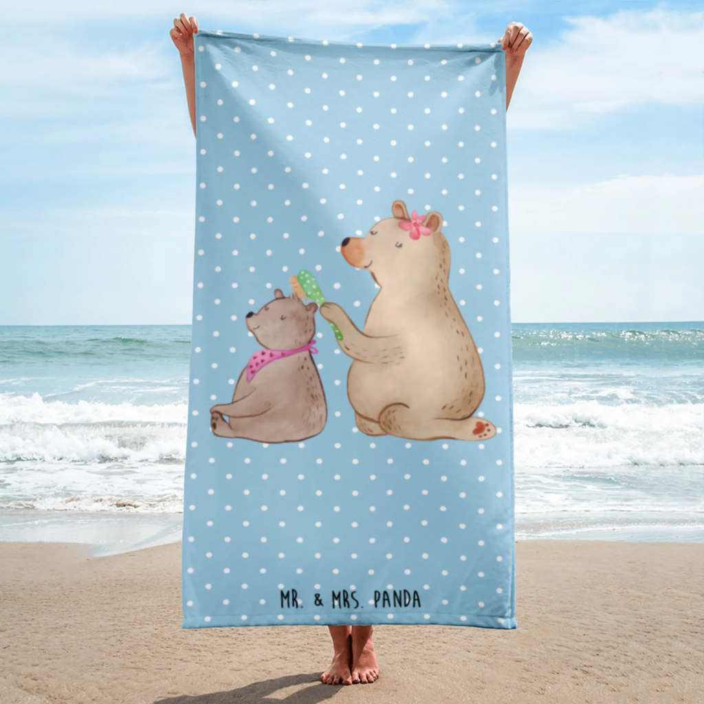 XL Badehandtuch Bär mit Kind Handtuch, Badetuch, Duschtuch, Strandtuch, Saunatuch, Familie, Vatertag, Muttertag, Bruder, Schwester, Mama, Papa, Oma, Opa, Geschenk, Mutti, Mutter