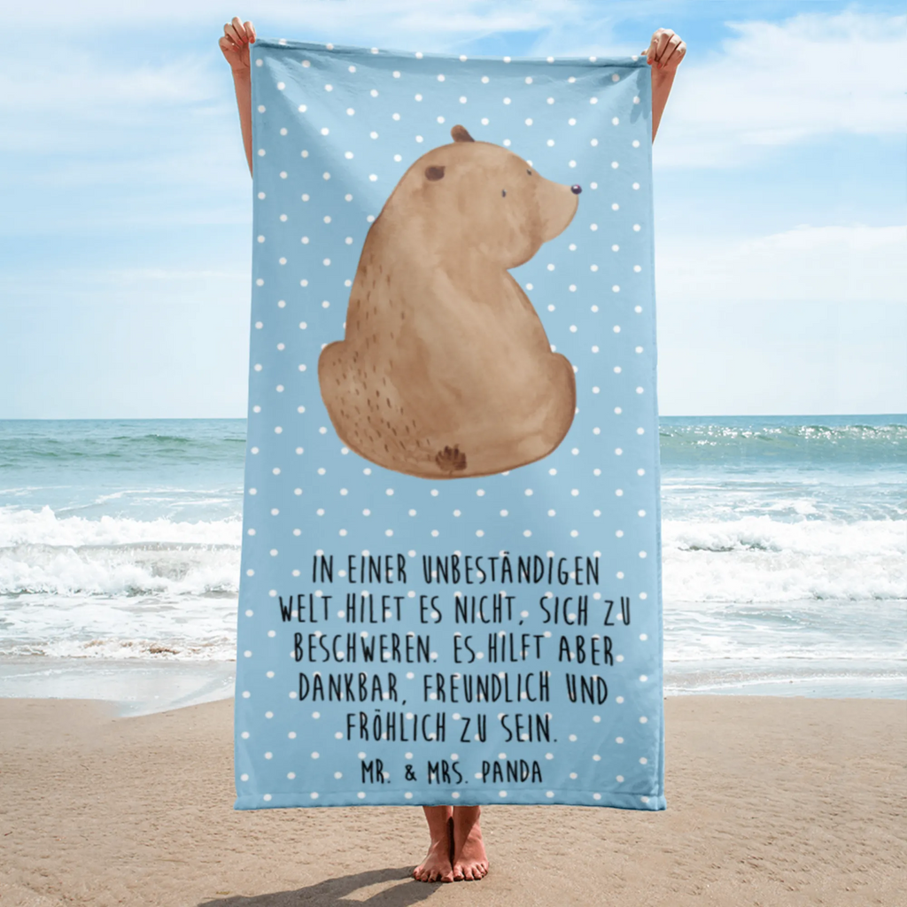 XL Badehandtuch Bär Schulterblick Handtuch, Badetuch, Duschtuch, Strandtuch, Saunatuch, Bär, Teddy, Teddybär, Selbstachtung, Weltansicht, Motivation, Bären, Bärenliebe, Weisheit