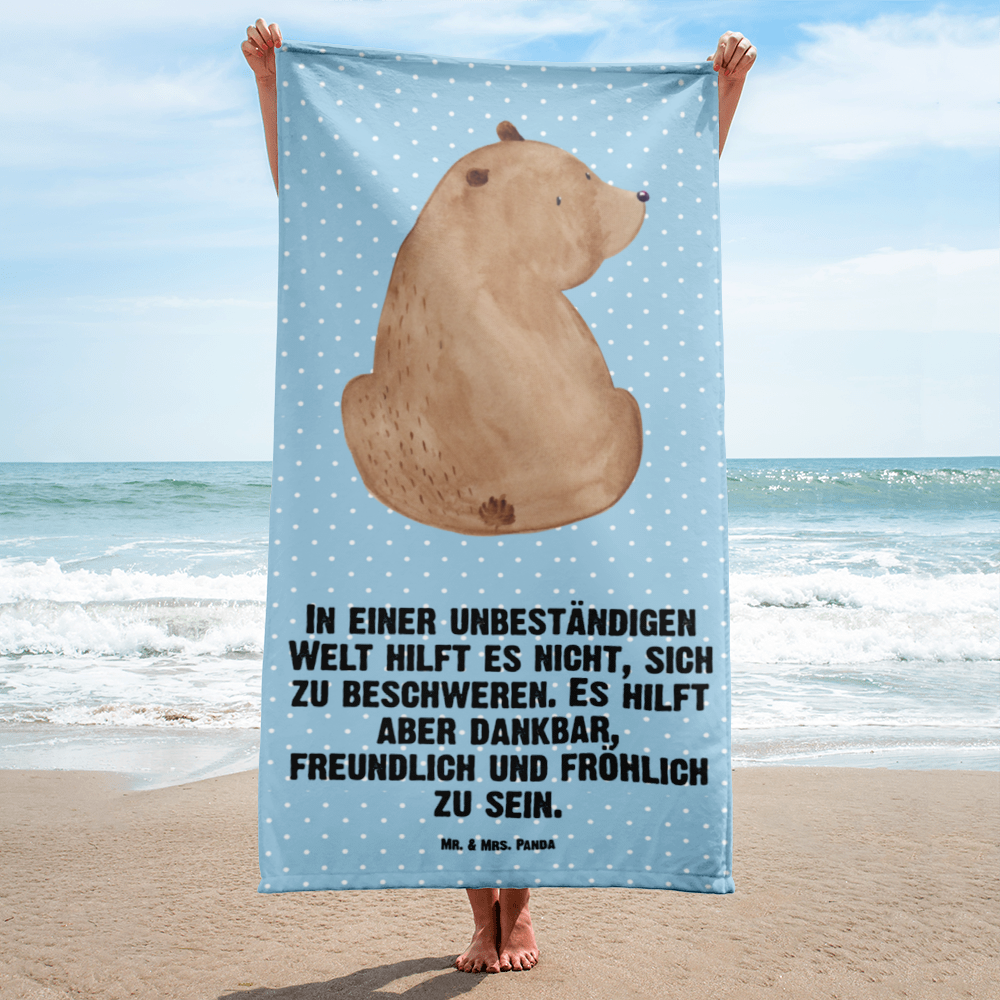 XL Badehandtuch Bär Schulterblick Handtuch, Badetuch, Duschtuch, Strandtuch, Saunatuch, Bär, Teddy, Teddybär, Selbstachtung, Weltansicht, Motivation, Bären, Bärenliebe, Weisheit