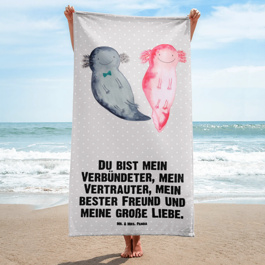 XL Badehandtuch Axolotl Freundin Handtuch, Badetuch, Duschtuch, Strandtuch, Saunatuch, Axolotl, Molch, Axolot, Schwanzlurch, Lurch, Lurche, Liebe, große Liebe, Liebesbeweis, Freund, Verlobter, Ehemann, Jahrestag, Valentinstag