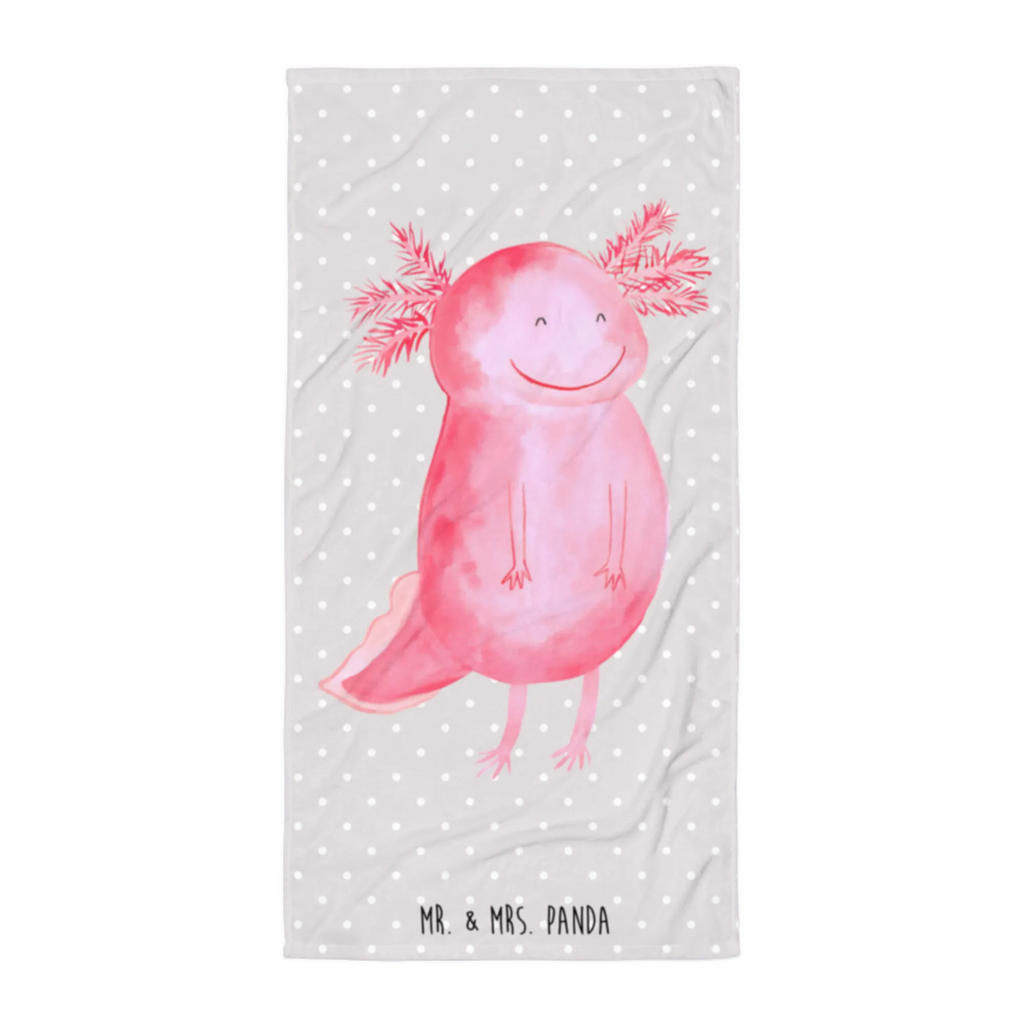 XL Badehandtuch Axolotl Glücklich Handtuch, Badetuch, Duschtuch, Strandtuch, Saunatuch, Axolotl, Molch, Axolot, Schwanzlurch, Lurch, Lurche, Motivation, gute Laune