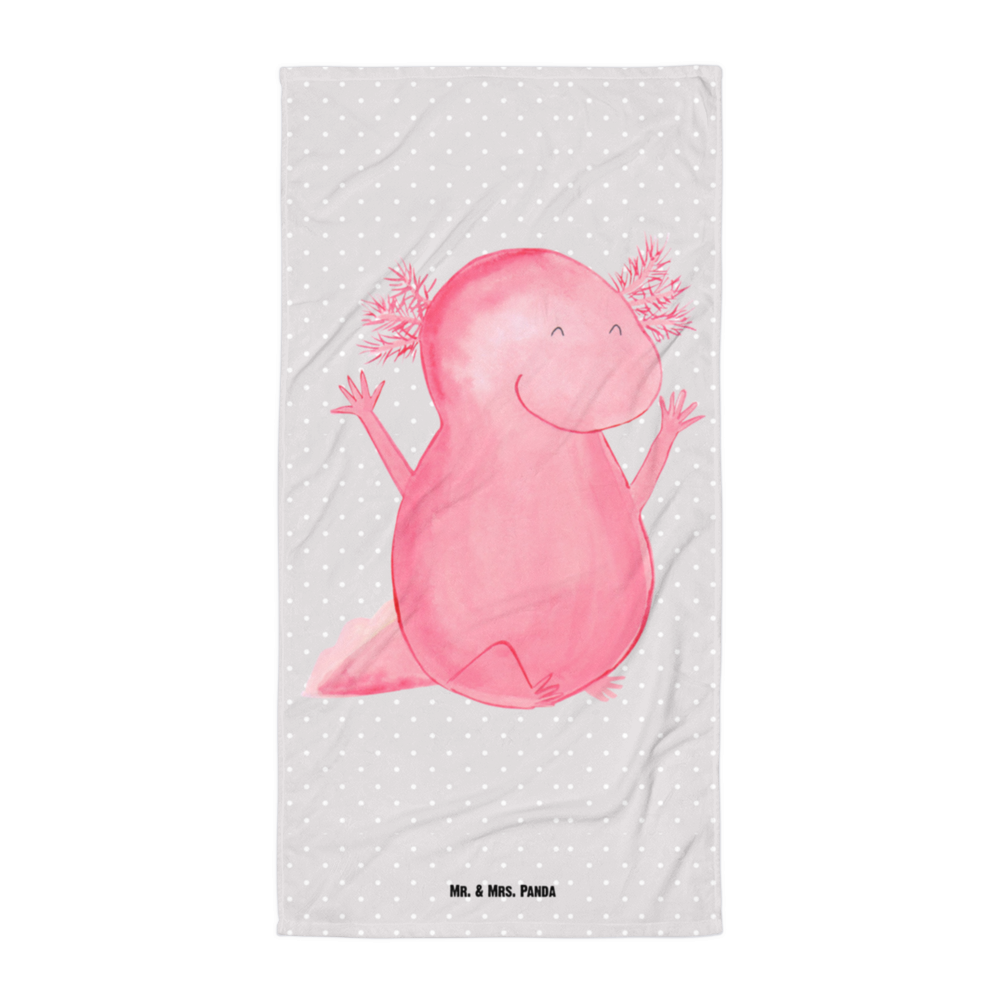 XL Badehandtuch Axolotl Hurra Handtuch, Badetuch, Duschtuch, Strandtuch, Saunatuch, Axolotl, Molch, Axolot, Schwanzlurch, Lurch, Lurche, fröhlich, Spaß, Freude, Motivation, Zufriedenheit