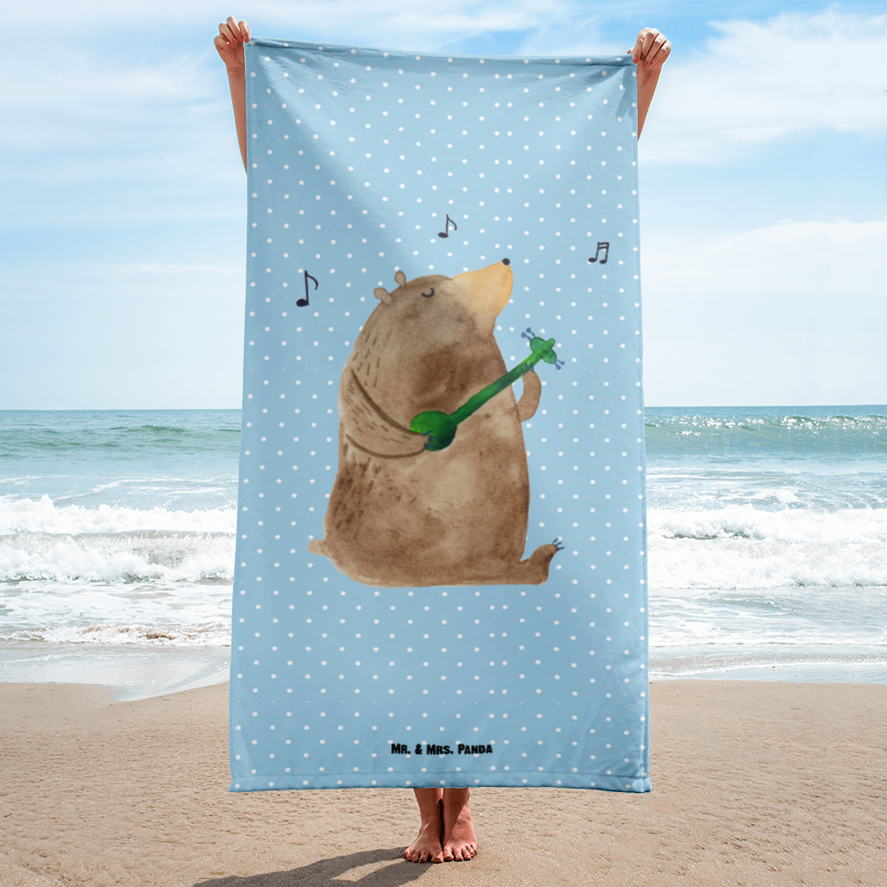 XL Badehandtuch Bär Gitarre Handtuch, Badetuch, Duschtuch, Strandtuch, Saunatuch, Bär, Teddy, Teddybär