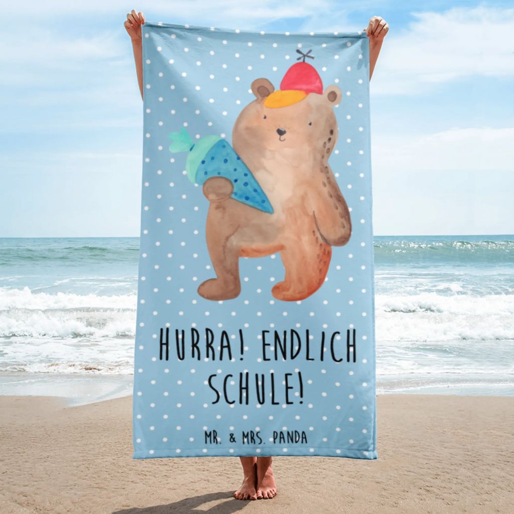 XL Badehandtuch Bär Schultüte Handtuch, Badetuch, Duschtuch, Strandtuch, Saunatuch, Bär, Teddy, Teddybär, Bär Motiv, Schultüte, Erster Schultag Geschenk, Einschulung Geschenk, Schule Geschenk, Grundschule, Schulanfang, Schulbeginn