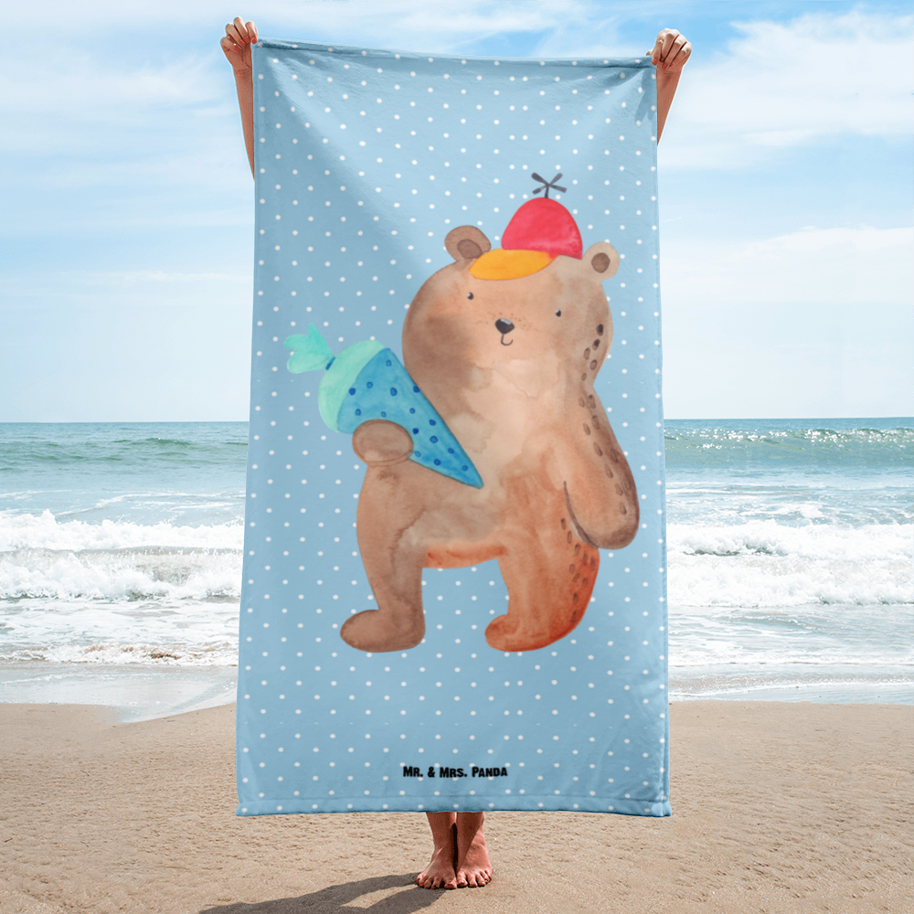 XL Badehandtuch Bär Schultüte Handtuch, Badetuch, Duschtuch, Strandtuch, Saunatuch, Bär, Teddy, Teddybär, Bär Motiv, Schultüte, Erster Schultag Geschenk, Einschulung Geschenk, Schule Geschenk, Grundschule, Schulanfang, Schulbeginn