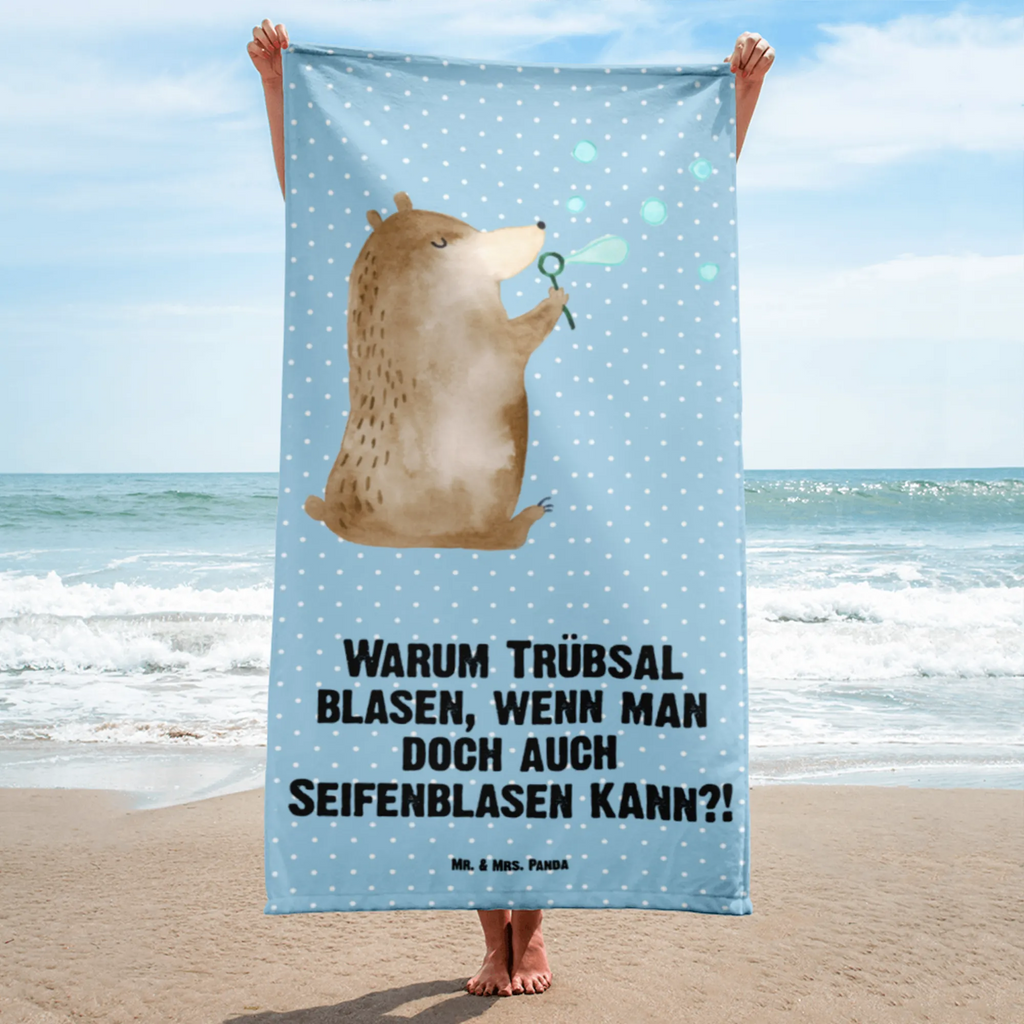 XL Badehandtuch Bär Seifenblasen Handtuch, Badetuch, Duschtuch, Strandtuch, Saunatuch, Bär, Teddy, Teddybär, Seifenblasen Bär Lustig Sein Glücklich Traurig Happy